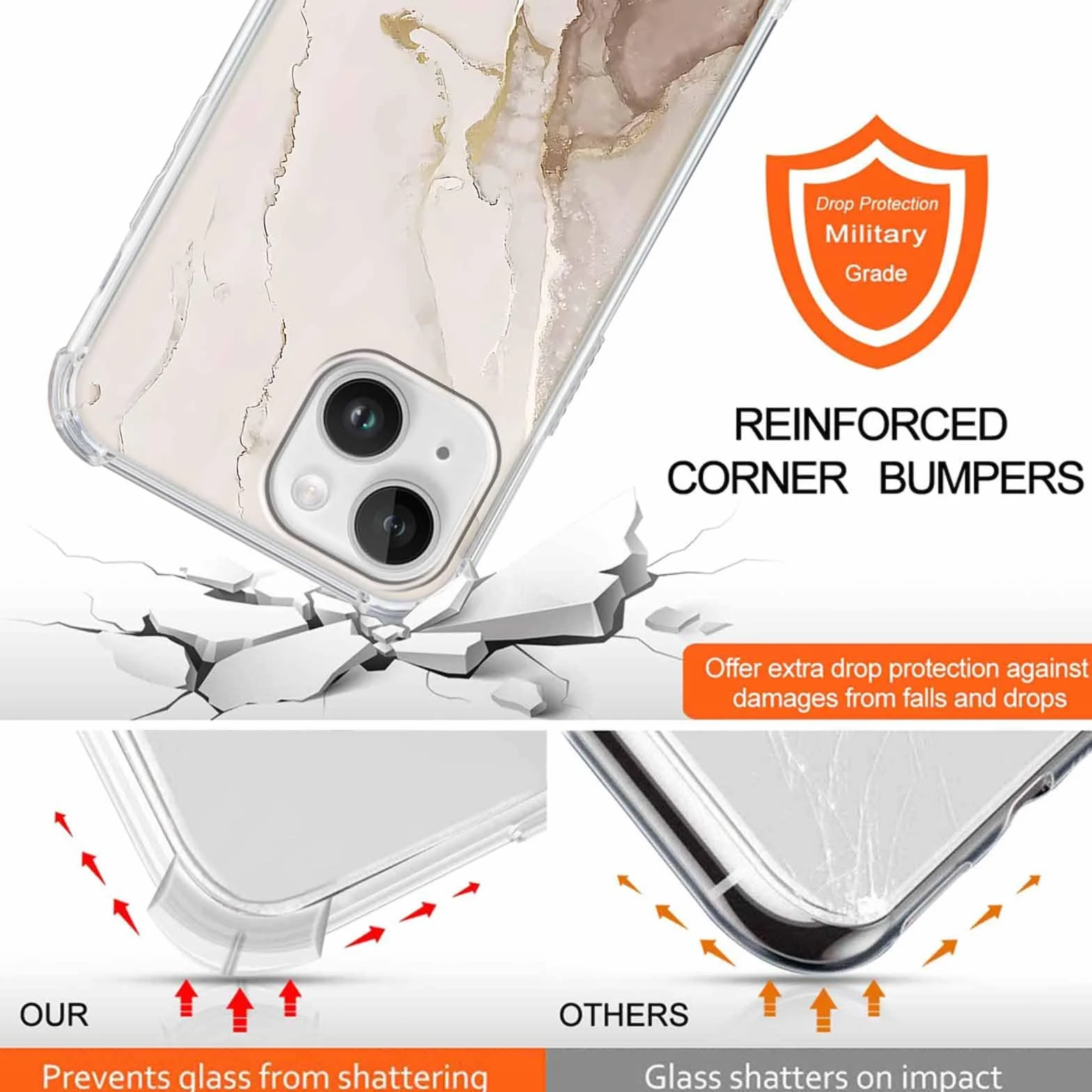 Yoedge Etui z paskiem na iPhone 15 6,1" Etui z paskiem, przezroczne, estetyczne wzór marmurowy, etui dla dziewczyn z sznureczkiem do zawieszenia, miękkie etui z silikonu TPU + PC, odporne na uderzenia