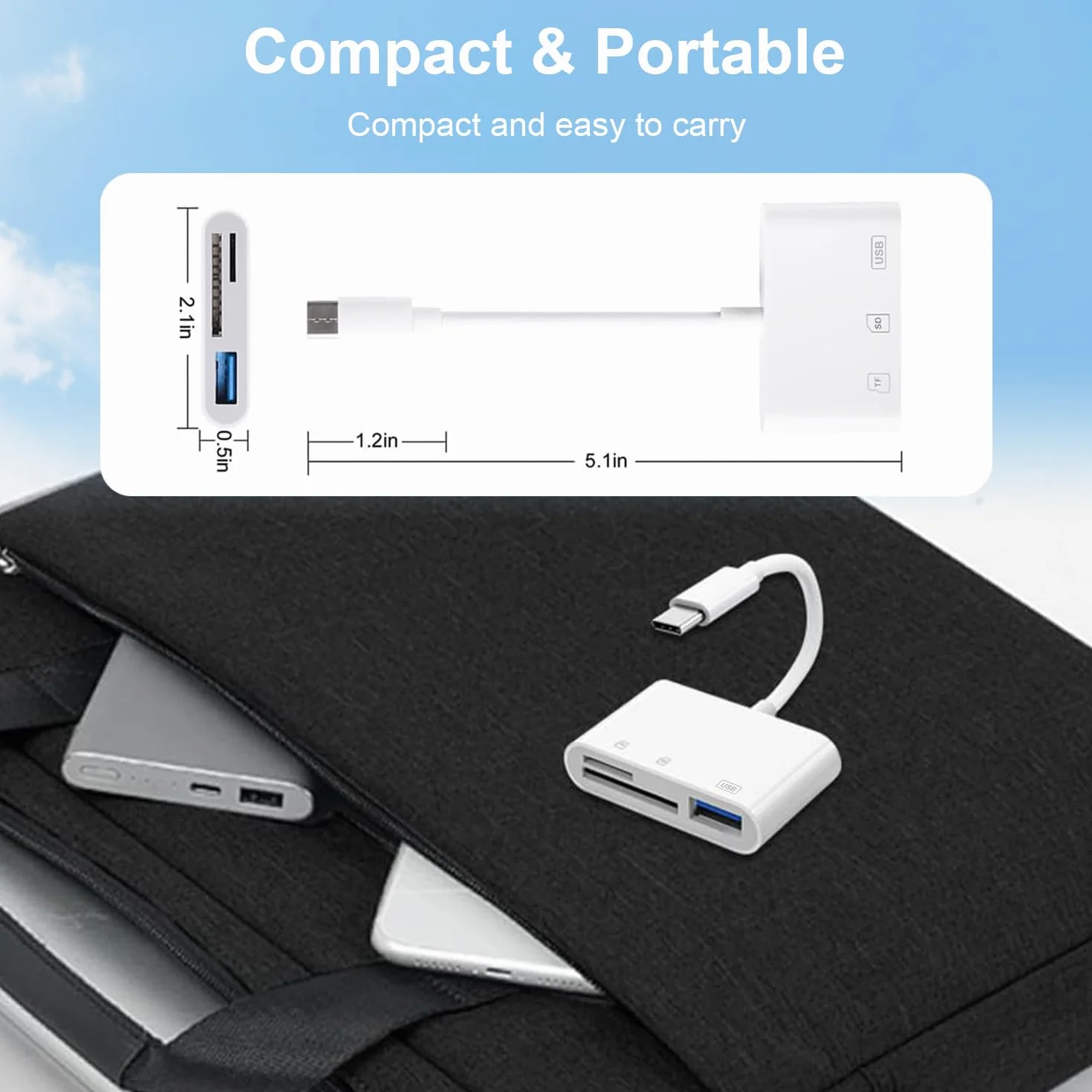 Czytnik kart SD, czytnik SD iPhone czytnik kart SD adapter USB z Micro SD i SD oraz portem USB SD Card Reader adapter aparatu dla iPhone'a 17 16 15 Pro Max, iPad, Samsung, Caméra
