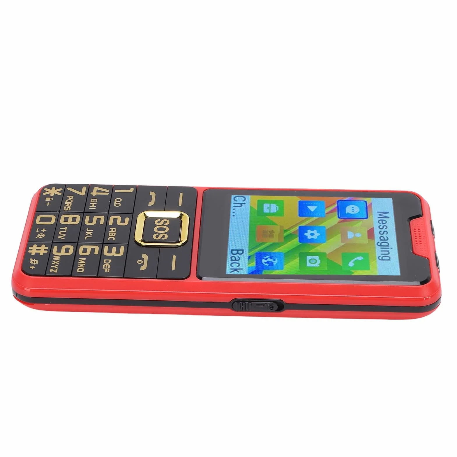 Lazmin112 Telefon Komórkowy 4G z Dużymi Przyciskami Dla Seniorów, Ekran Hd 2,6 Cala, Dwie Karty Sim, Sos, 0,13 Mp, Latarka, Skróty Do Numerów, Dyktafon, Fm, Muzyki, Bateria 2500 Mah (czerwony)