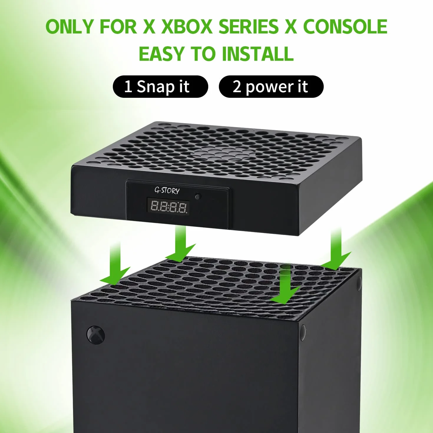 G-STORY Wentylator do Xbox Series X 140 mm RGB LED 3 prędkości 1500/1750/2000 obr./min