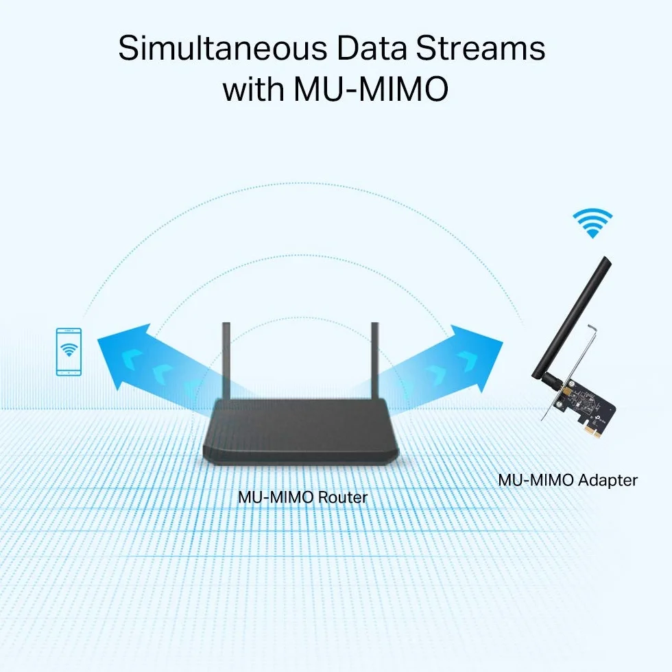 TP-Link Archer T2E PCIe Adapter Wi-Fi | AC600 Dual-Band | 433 Mbps na 5 GHz | 200 Mbps na 2,4 GHz | MU-MIMO | WPA3 | Kompatybilny z Windows 10