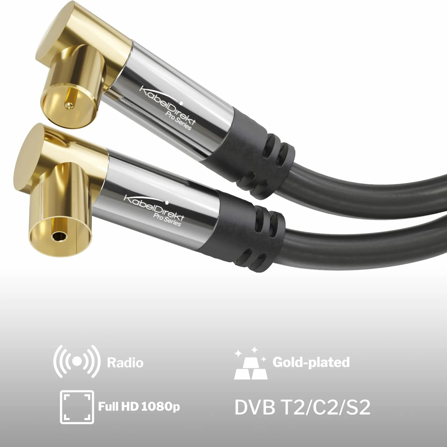 KabelDirekt – Kabel Antenowy 4K, koncentryczny – 90° kątowy – 12,5 m – Kabel TV cyfrowy i analogowy – Dostępny w 0,5-20 m (Kątowy wtyk/kątowe gniazdo, do DVB-C/DVB-T/DVB-S, czarny)