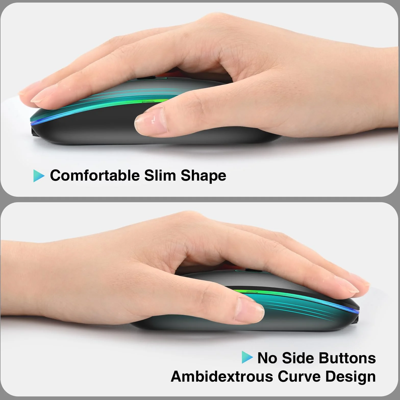 Cimetech Bluetooth Mouse Wireless (Bluetooth 5.1 + USB 2,4 GHz) LED Dual Tryb- Naładowane optyczne mysz radia biurowa dla laptopa MacBooka Air Pro, iPad, komputer.