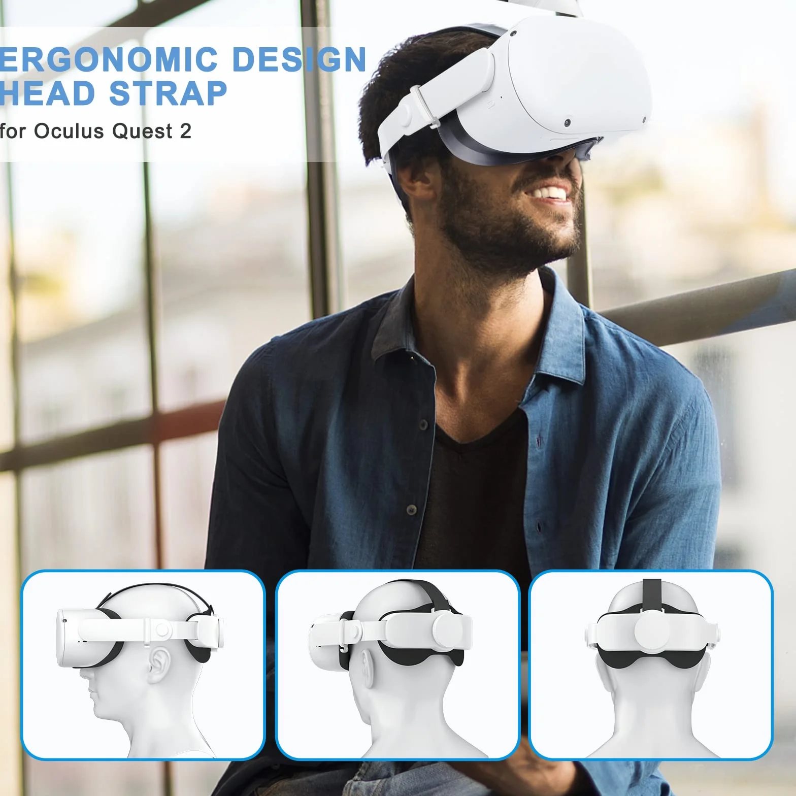 Pasek na głowę SUPERUS dla Oculus Quest 2 - Elitarna wymiana paska dla Oculus Quest 2, akcesoria VR kompatybilny z Quest 2 - Zwiększony komfort, zmniejsz nacisk na głowę - z regulowanym zawiasem