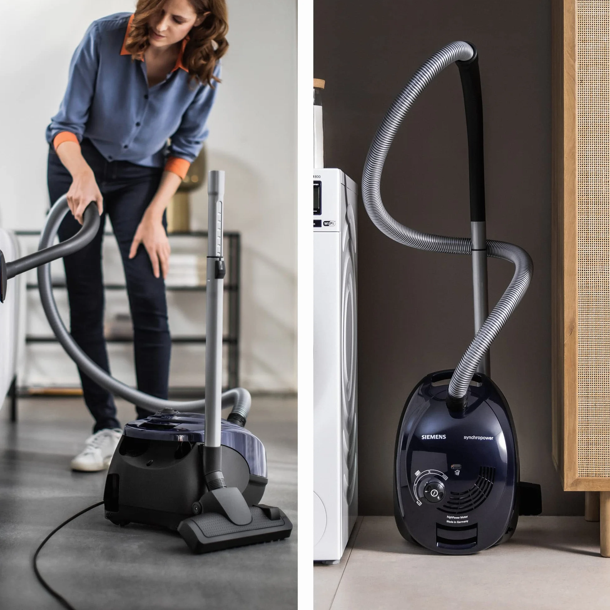 Siemens VS06B1110 Synchropower Odkurzacz Workowy, Tworzywo Sztuczne, 600 W, 4 Litry, Niebieski (Moonlight Blue)