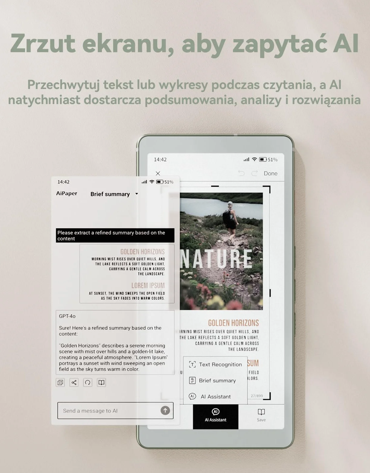 VIWOODS 6,13’’ AiPaper Reader C z kolorowym wyświetlaczem, czytnik e-booków E Ink z regulowanym ciepłym i zimnym światłem, ultracienki i lekki, zintegrowany z AI, 128 GB pamięci