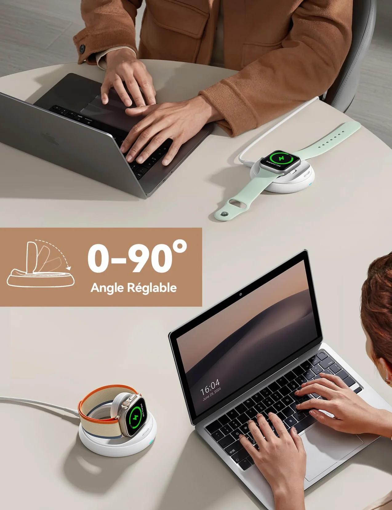 JOYROOM Bezprzewodowy kabel do ładowania do zegarka Apple Watch, magnetyczna ładowarka do zegarka Apple Watch z kablem USB C o długości 1 m, stacja ładująca iWatch do Apple Watch Series