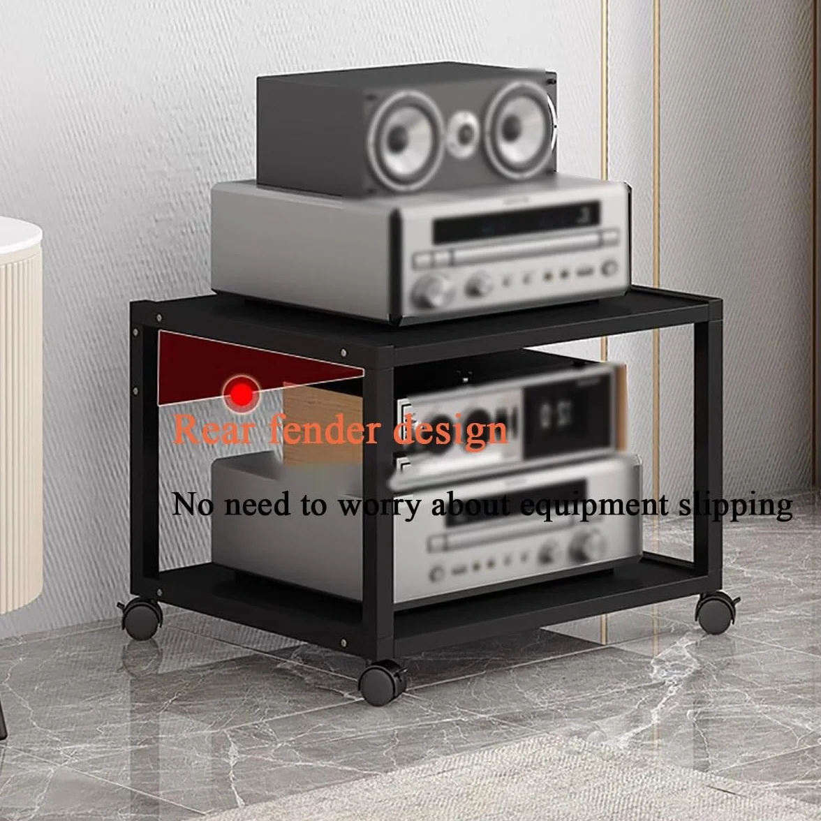 7-poziomowy, regulowany stojak na sprzęt audiowizualny, stojak na sprzęt audio z kółkami, idealny do konsol do gier, odtwarzaczy CD/DVD(Black)