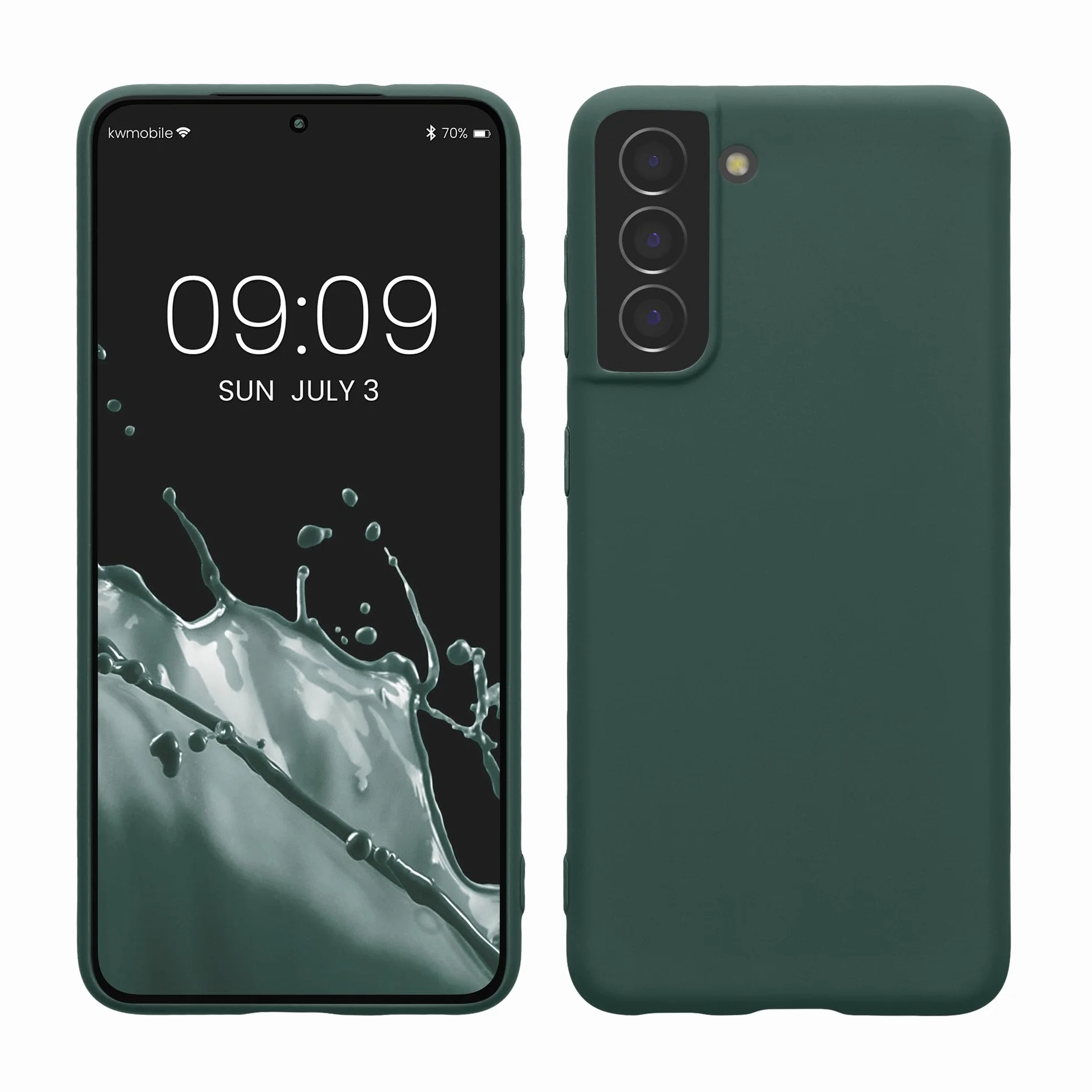 kwmobile Etui na Samsung Galaxy S21 Case - Ultracienkie TPU i silikon z podniesionymi krawędziami zapobiegającymi upadkom - Niebiesko-zielony