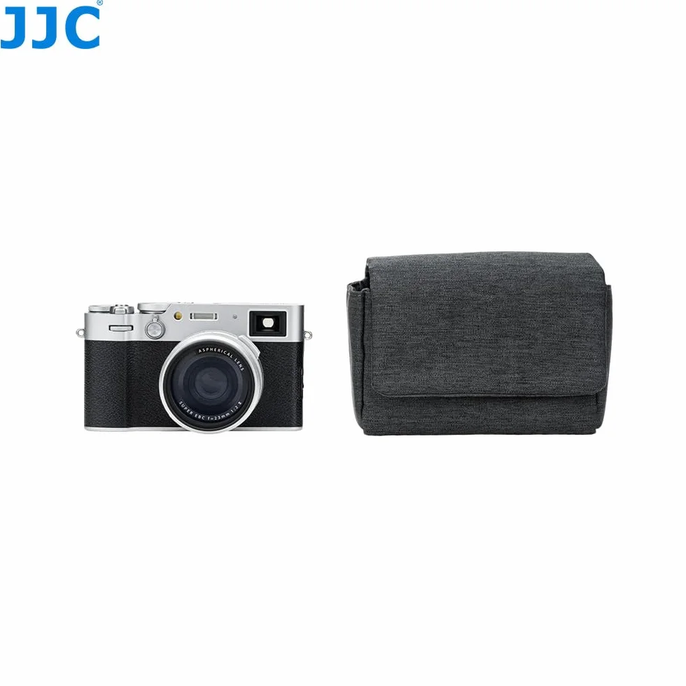 JJC Kompaktowe etui na aparat z wytrzymałą tkaniną poliestrową Oxford (zamknięcie magnetyczne) do Fuji X100VI X-E5 w XF23mm XF27mm F2.8 obiektyw i PowerShot V1, ochronna torebka do przechowywania z