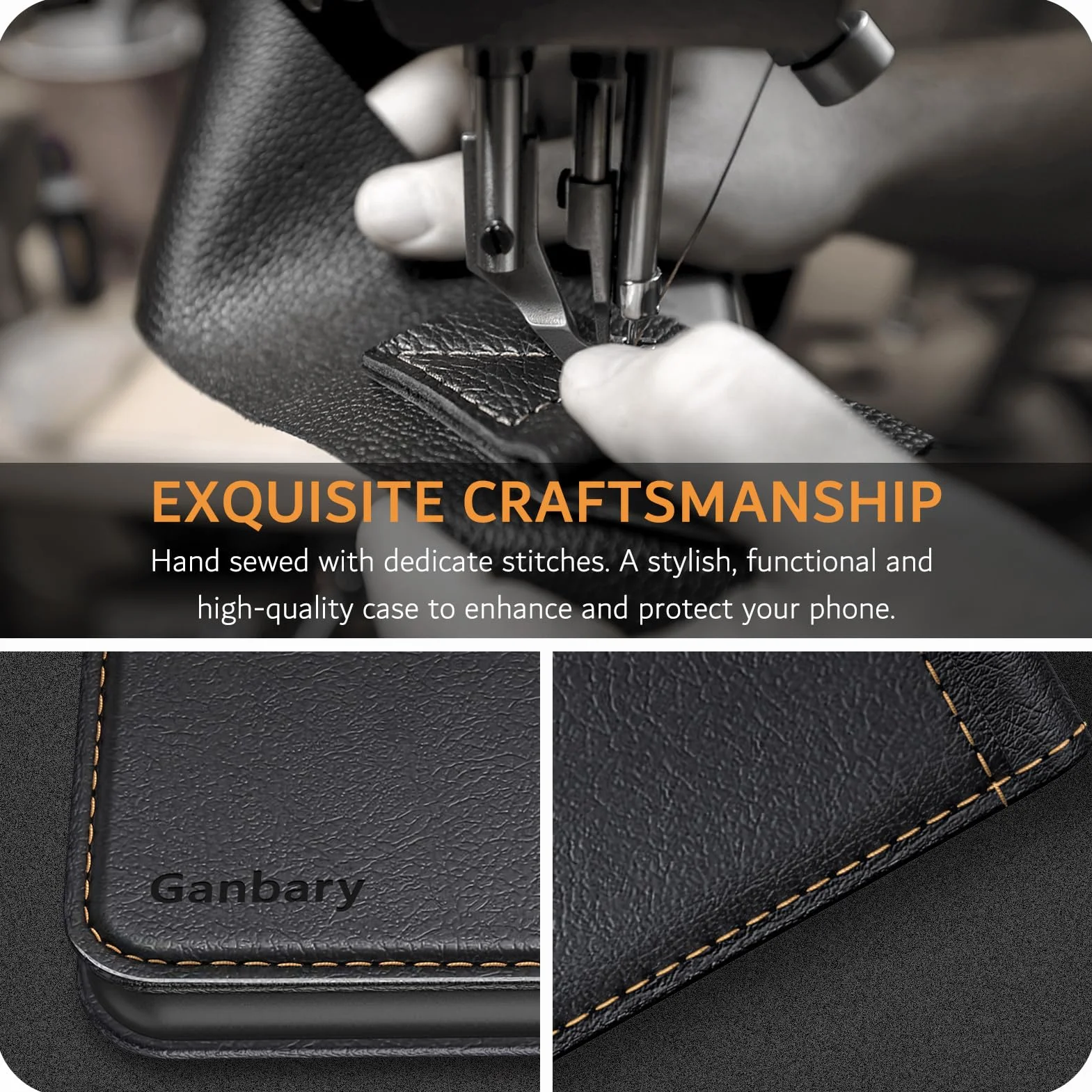 Ganbary Etui kompatybilne z Samsung Galaxy A16 4G/ 5G, wysokiej jakości etui z klapką ze skóry PU [pełna ochrona] [przegródki na karty] [podpórka] do Samsung Galaxy A16 4G/ 5G, czarne