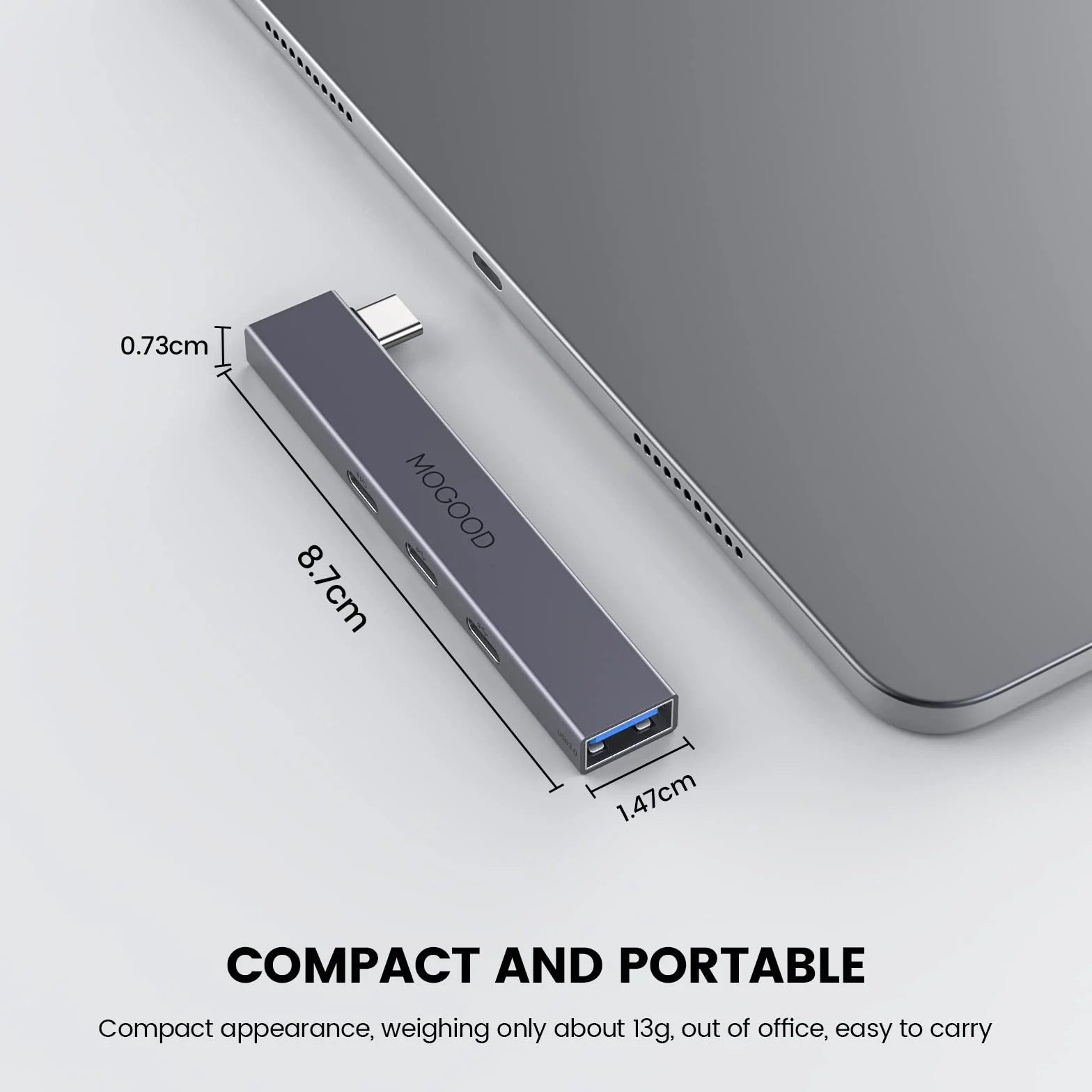 MOGOOD USB C Hub rozdzielacz USB C do laptopa, wieloportowy adapter z 60 W PD, 5 Gbps, obsługuje MacBook, Chromebook