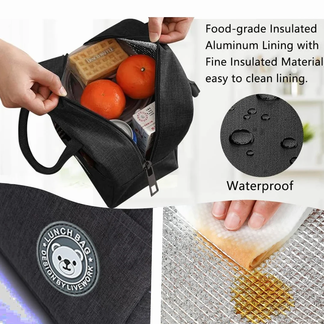 Generisch SHSMPXOY torba chłodząca, mała, 6 l, izolowana torba na lunch z podszewką foliową, mini torba chłodząca z izolowaną folią aluminiową, torba na lunch, przenośna torba chłodząca do szkoły
