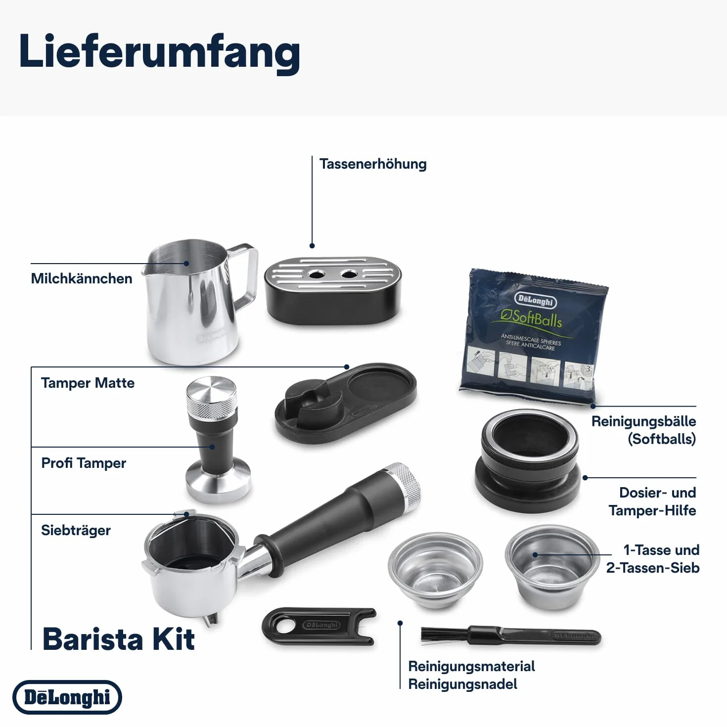 De'Longhi La Specialista Arte Evo EC9255.T ekspres do kawy z młynkiem, funkcja Cold Brew, 8 stopni mielenia, 15 bar, 3 temperatury, dysza do spieniania mleka, tytan w zestawie zestaw baristy
