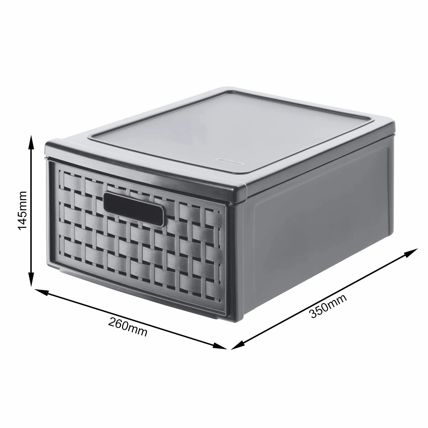 Rotho Country skrzynka z szufladami, 8,3 l, z 1 szufladą o wyglądzie rattanu, tworzywo sztuczne (PP), nie zawiera BPA, antracytowa, mała/8,3 l (35,0 x 26,0 x 14,5 cm)