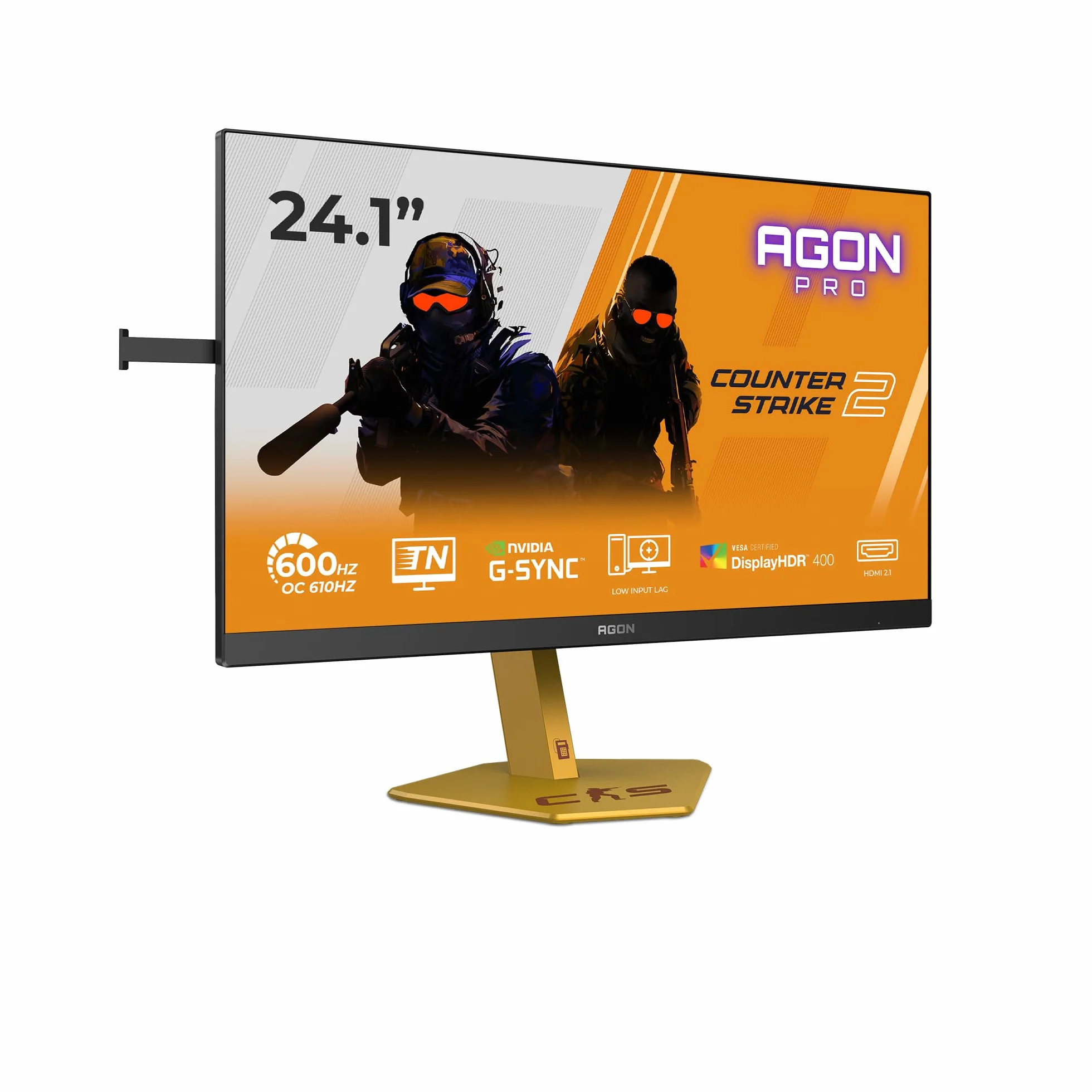 AOC CS24A Monitor FHD 61.2 cm 610 Hz, panel e-sportowy TN, 0,5 ms GtG, synchronizacja adaptacyjna, HDR400, kompatybilny z G-Sync, regulacja wysokości, (1920 x 1080 HDMI 2 x 2.1 DP USB Hub), czarny