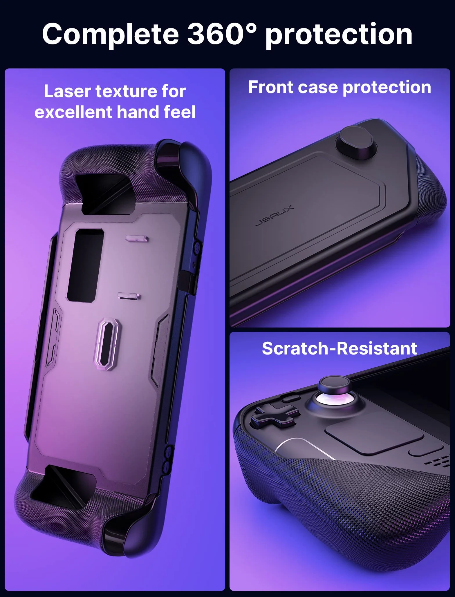 JSAUX ModCase kompatybilny z Steam Deck, PC0104 modułowa obudowa kompatybilna ze Steam Deck z odłączanym przodem, zestaw zawiera etui ochronne, osłonę ekranu, uchwyt i pasek – zestaw podstawowy