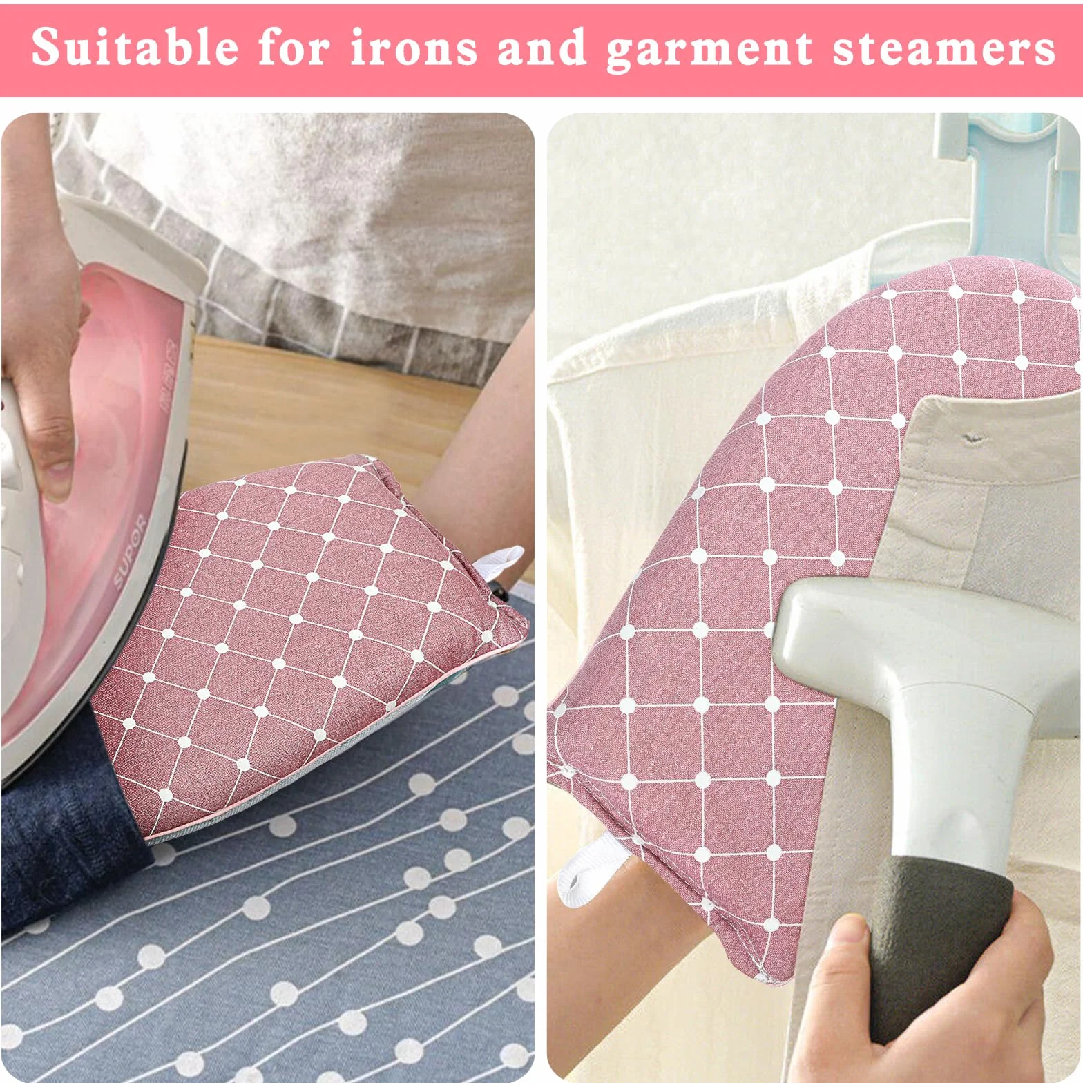 Andibro Garment Steamer rękawice do prasowania, parownica, ze szlufką na palec, wodoszczelne, odporne na wysokie temperatury, akcesoria do ubrań, koszulek, prasowania (różowe)