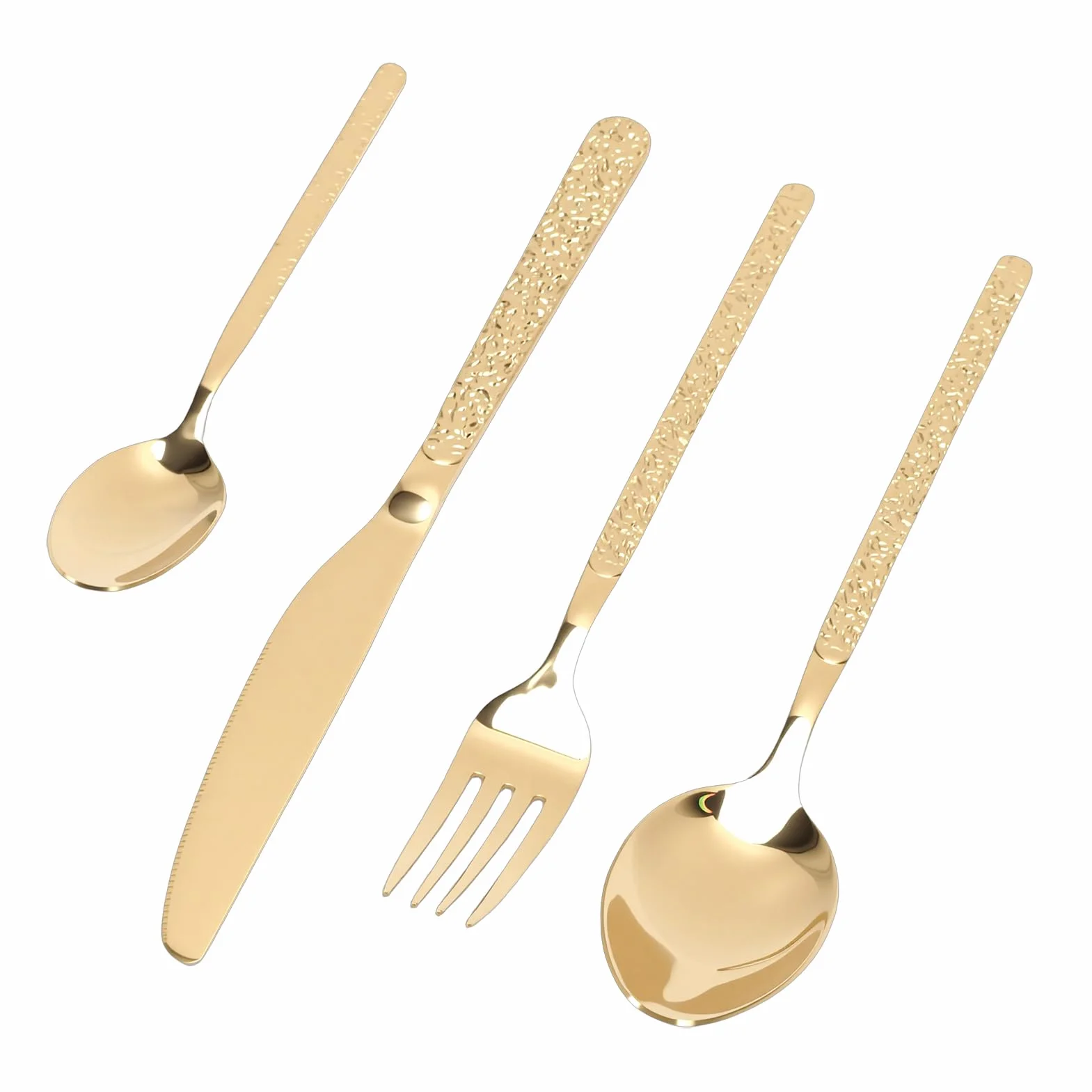 Sxhlseller Zestaw Sztućców ze Stali Nierdzewnej Elegancki Zestaw Sztućców dla 6 Osób Można myć w Zmywarce na Przyjęcie Weselne w Restauracji (Kamień Wzór Złoto)