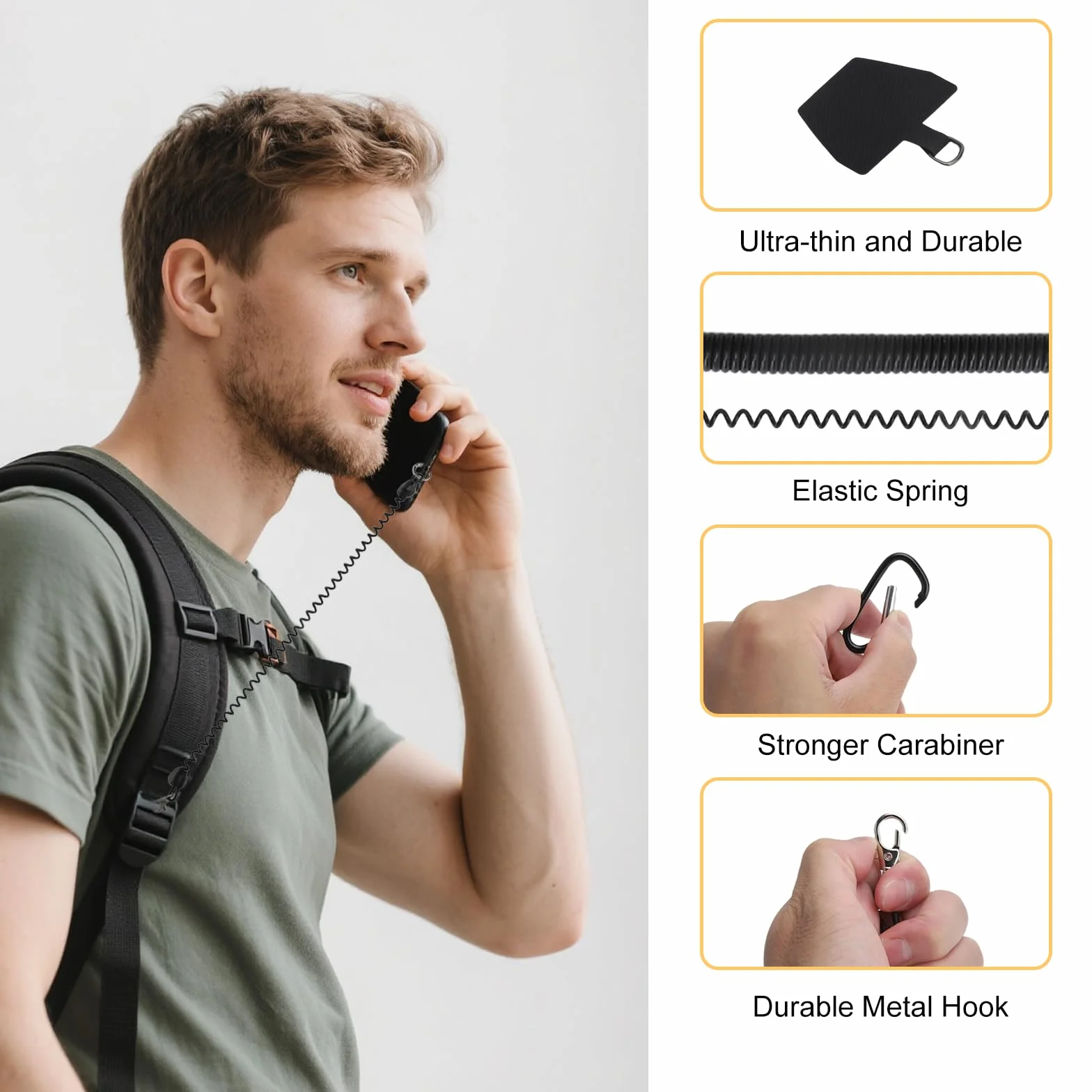 4 sztuki zabezpieczenie przed kradzieżą sprężynka do telefonu, zabezpieczenie przed kradzieżą telefonu, pas antykradzieżowy do telefonu, kompatybilny z różnymi modelami telefonów na