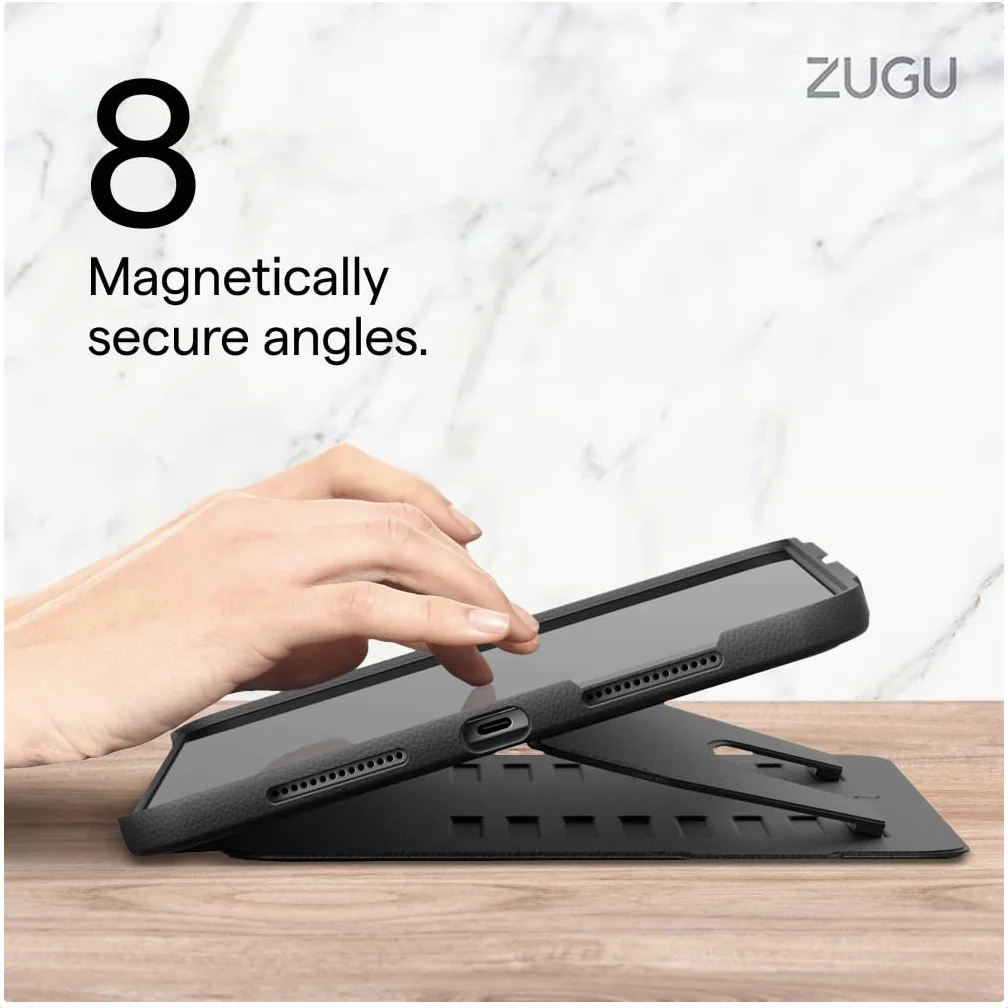 ZUGU CASE Do iPad Pro 11 Cale (M4 / M5) 2024/2025 Etui, Cienki Ochronny, Ładowanie Apple Pencil, Wygodne 8-Magnetycznie Kątom Stojak & Automatyczne Usypianie/Budzenie [Czarny]