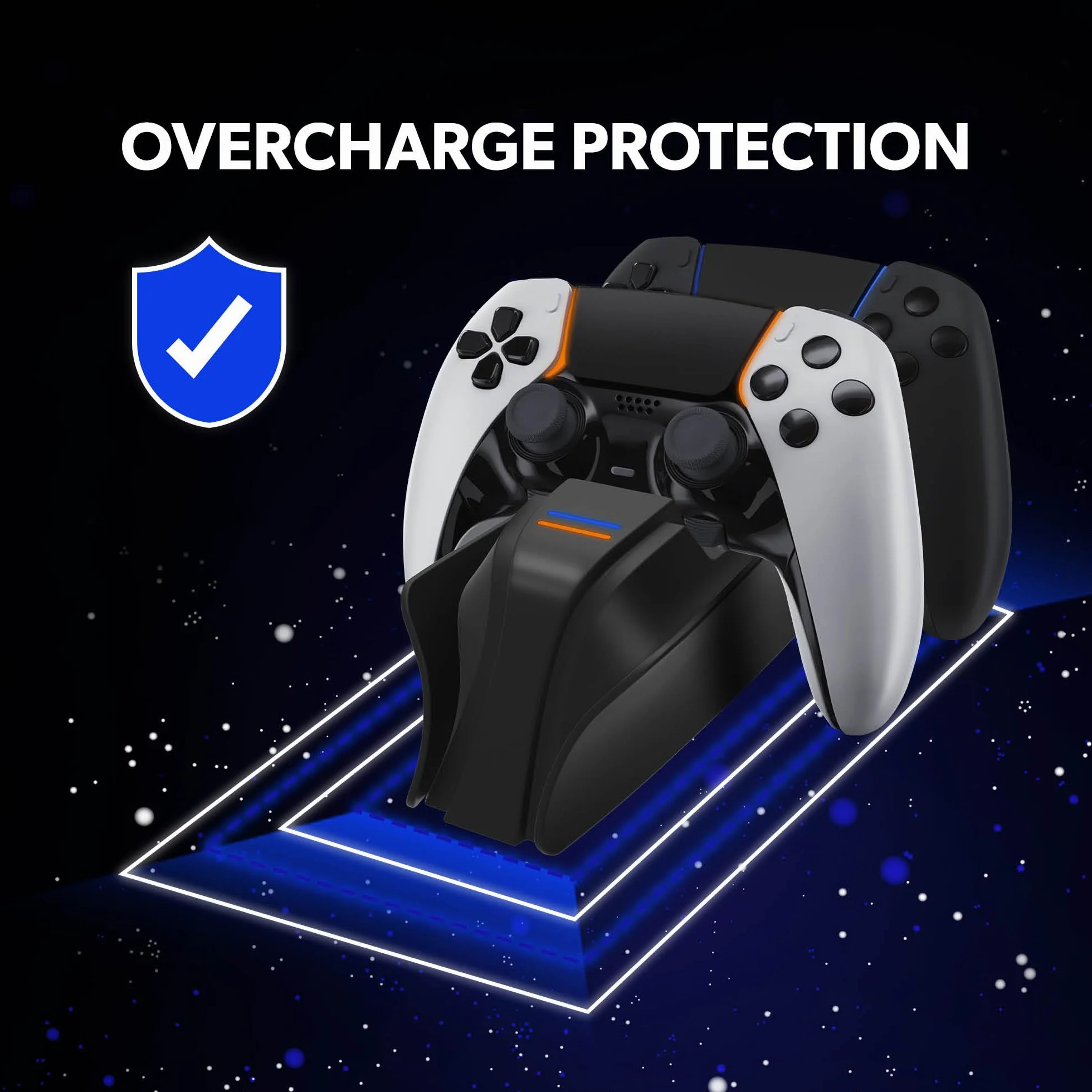 Snakebyte PS5 TWIN:CHARGE 5 - PlayStation 5 charging station for DualSense controller, charger kit for 2 wireless controllers including Type-C cable, LED charge status display, PS5 design, Black