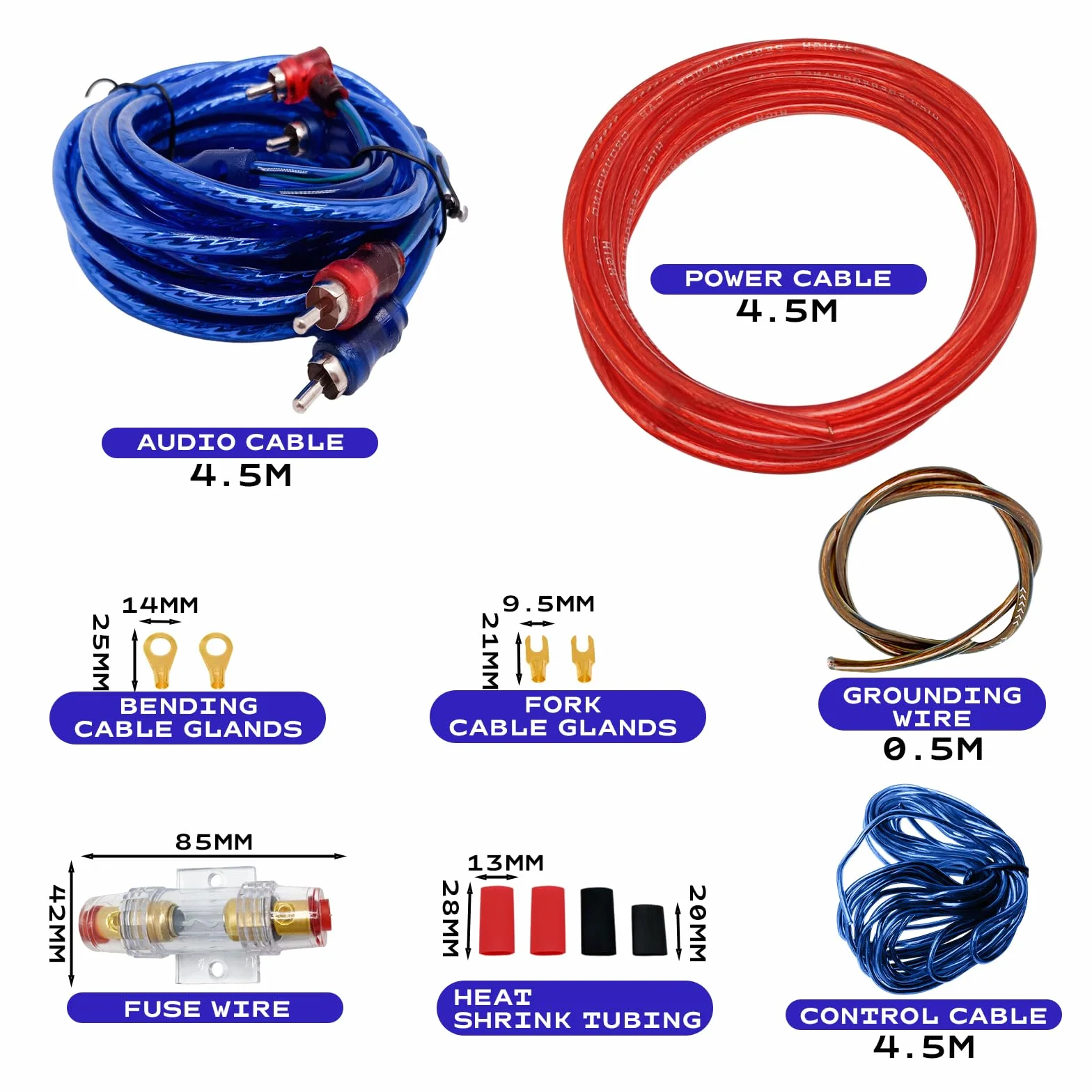 Kabel do subwoofera, Car Audio Wire, wzmacniacz 10GA, zestaw kabli do subwoofera, 4,5 m, kabel do wzmacniacza, złącze wzmacniacza, przyłącze stopnia mocy