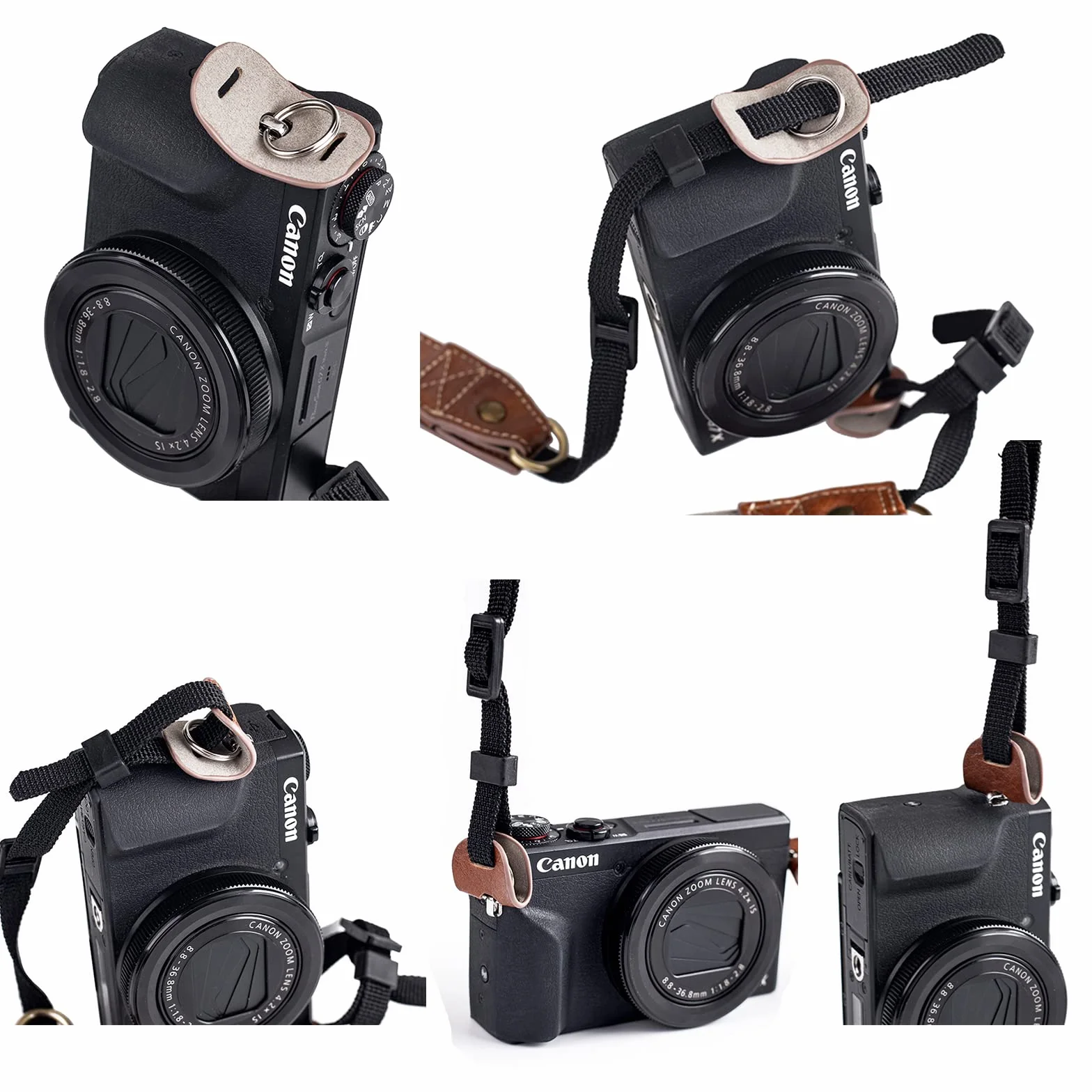 kinokoo Etui G7X / G7X II / G7X III Etui ze skóry PU kompatybilne z Canon G7X / G7X II / G7X III Aparat z paskiem na ramię, Kawa, C, Kosmetyczka