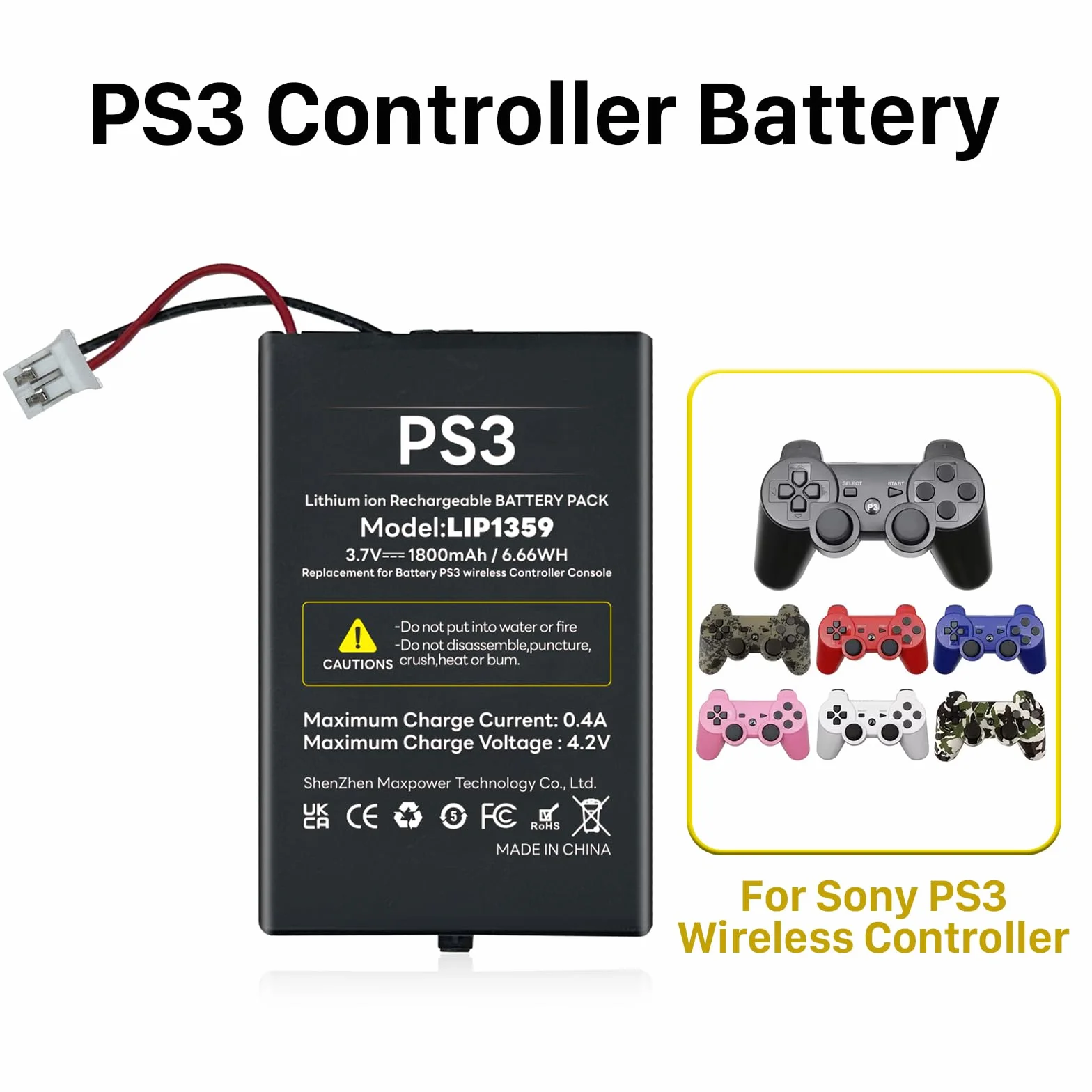 2 x bateria 1800 mAh LIP1859/LIP1472/LIP1359 do kontrolera bezprzewodowego PS3 Playstation 3 Dualshock