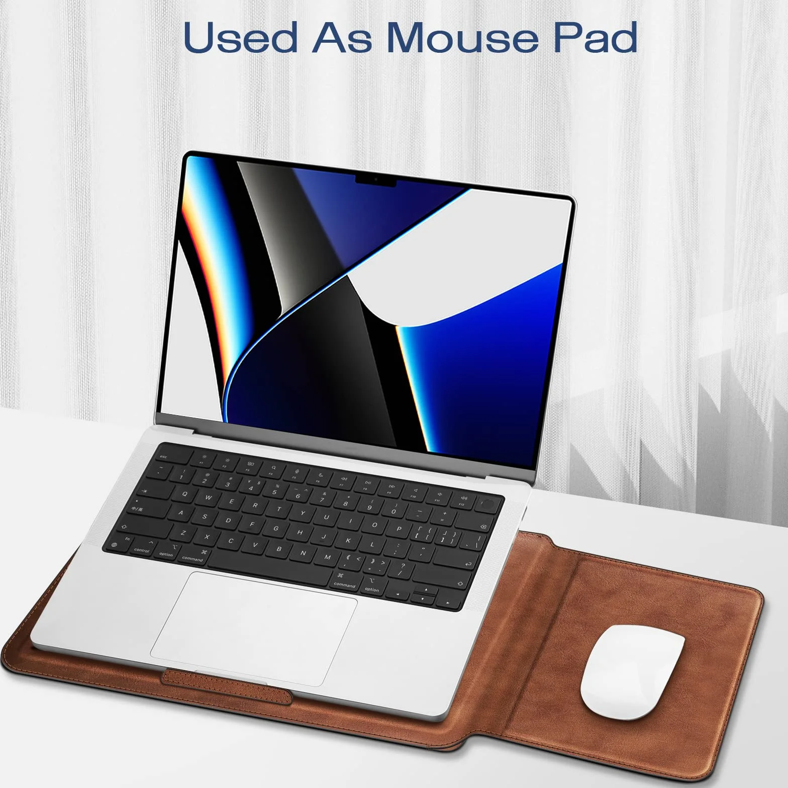 Fintie Etui na MacBooka Air 13,6 A3240, A3113, A2681, Pro 14 A3401, A3185, A3112, A2992, A2918, A2779, A2442, pokrowiec, ze skóry poliuretanowej, z funkcją podstawki, brązowe