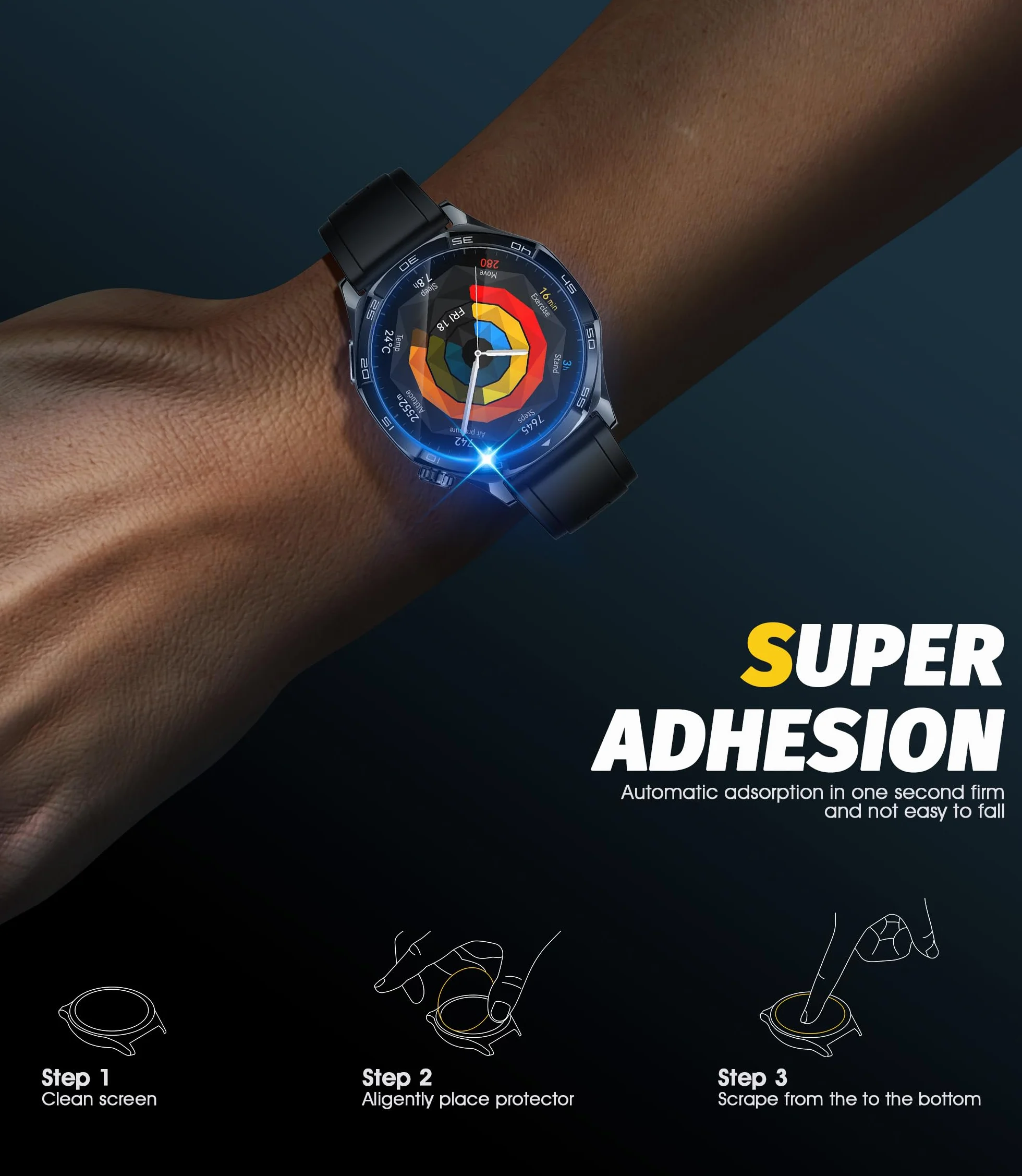 NEWZEROL 4 sztuki folii ochronnej do Huawei Watch GT 5 / GT5 Pro 46 mm, 2.5D Arc Edges 9H szkło odporne na zarysowania bez pęcherzyków powietrza folia ochronna na wyświetlacz szkło ochronne