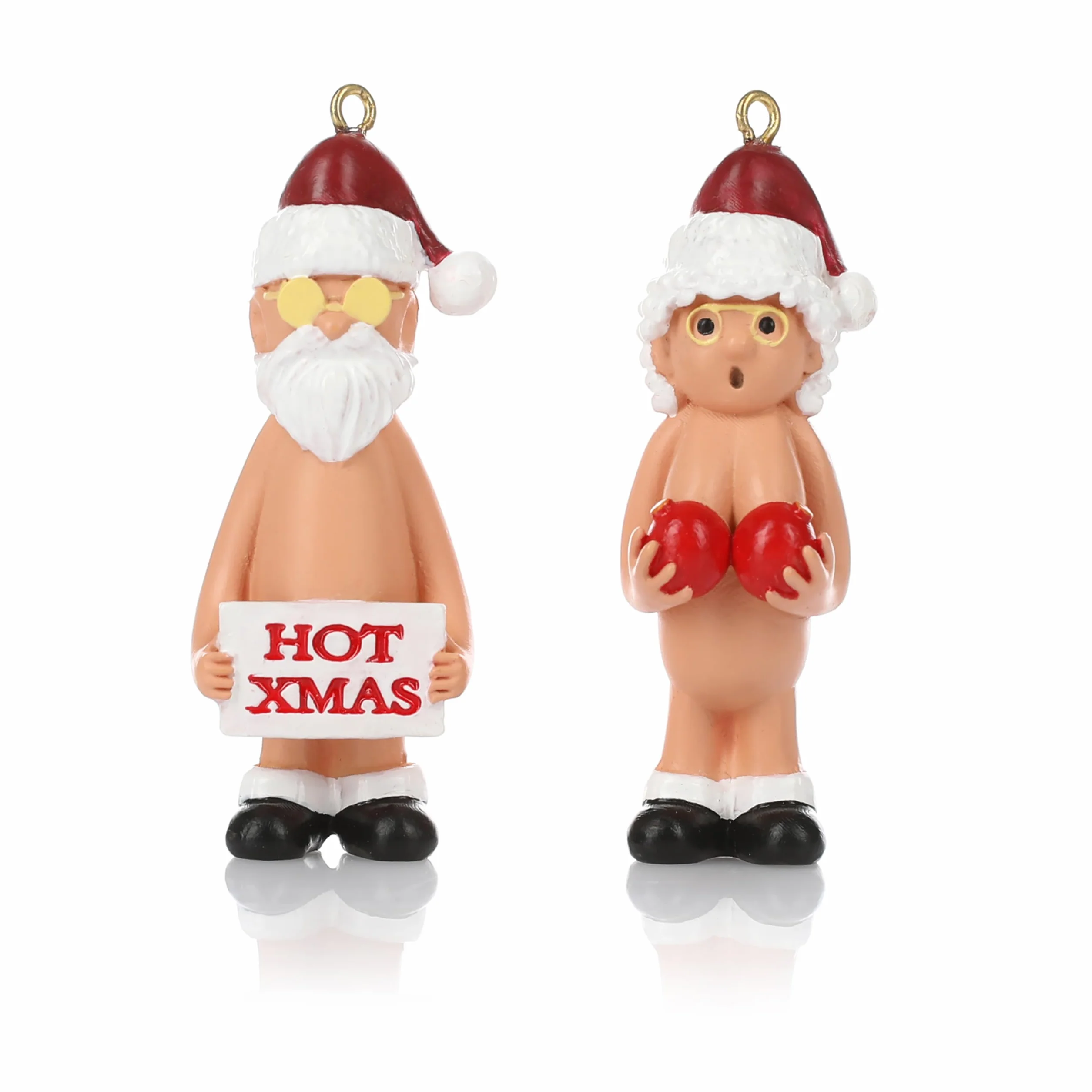 Nordstern Nagi Mikołaj 2-częściowy zestaw - Zabawna dekoracja bożonarodzeniowa, choinka, ozdoby choinkowe w formie wisiorków - ozdoba choinkowa Figurki Mikołaja 5,5 cm