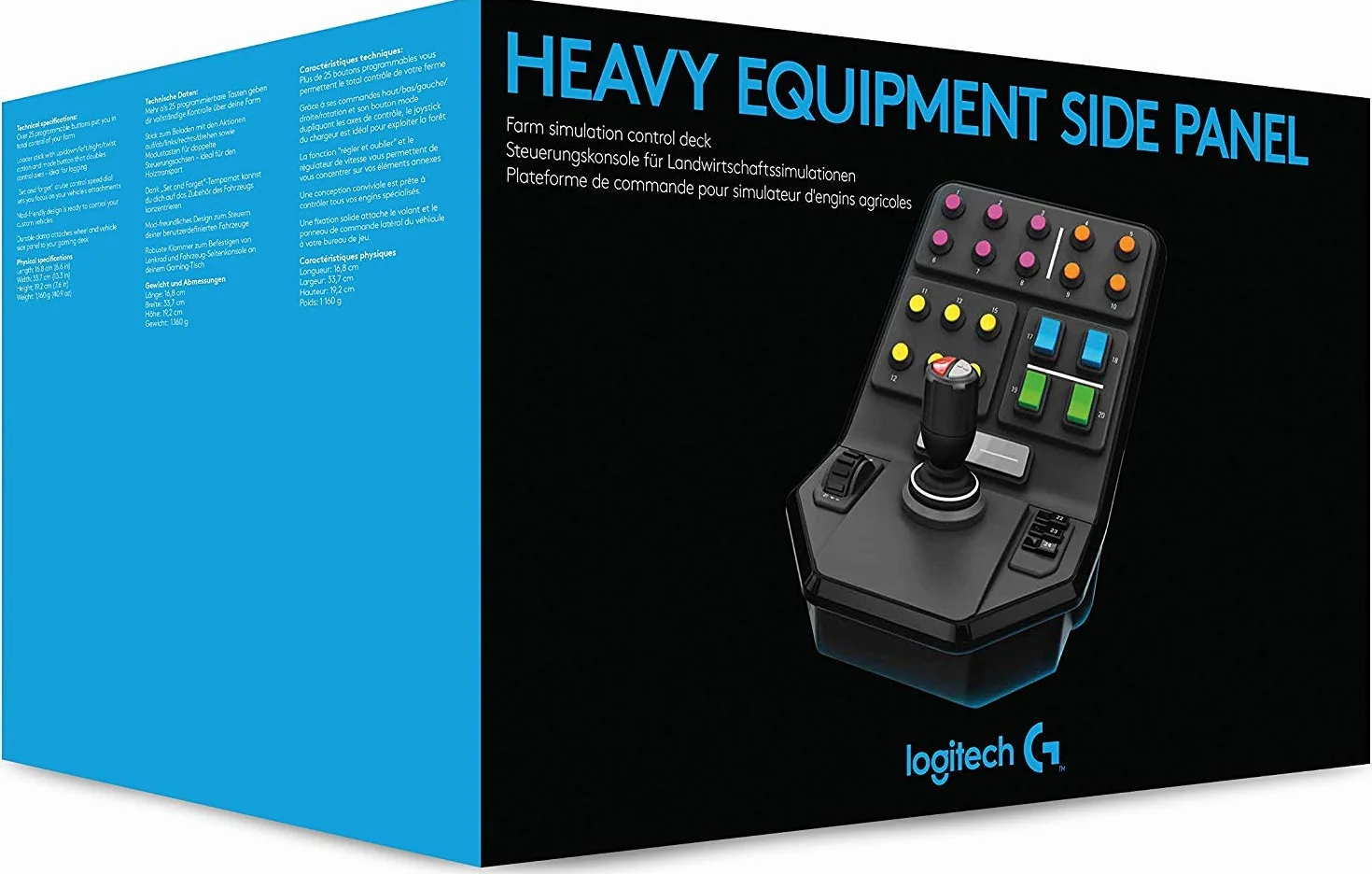 Logitech G Saitek Farm Sim Controller, Farming Simulator z pulpitem sterującym i kontrolerem, 25 programowalnych przycisków, Tempomat, regulacja gwintu śrubowego, złącze USB, PC/Mac/PS4, czarny