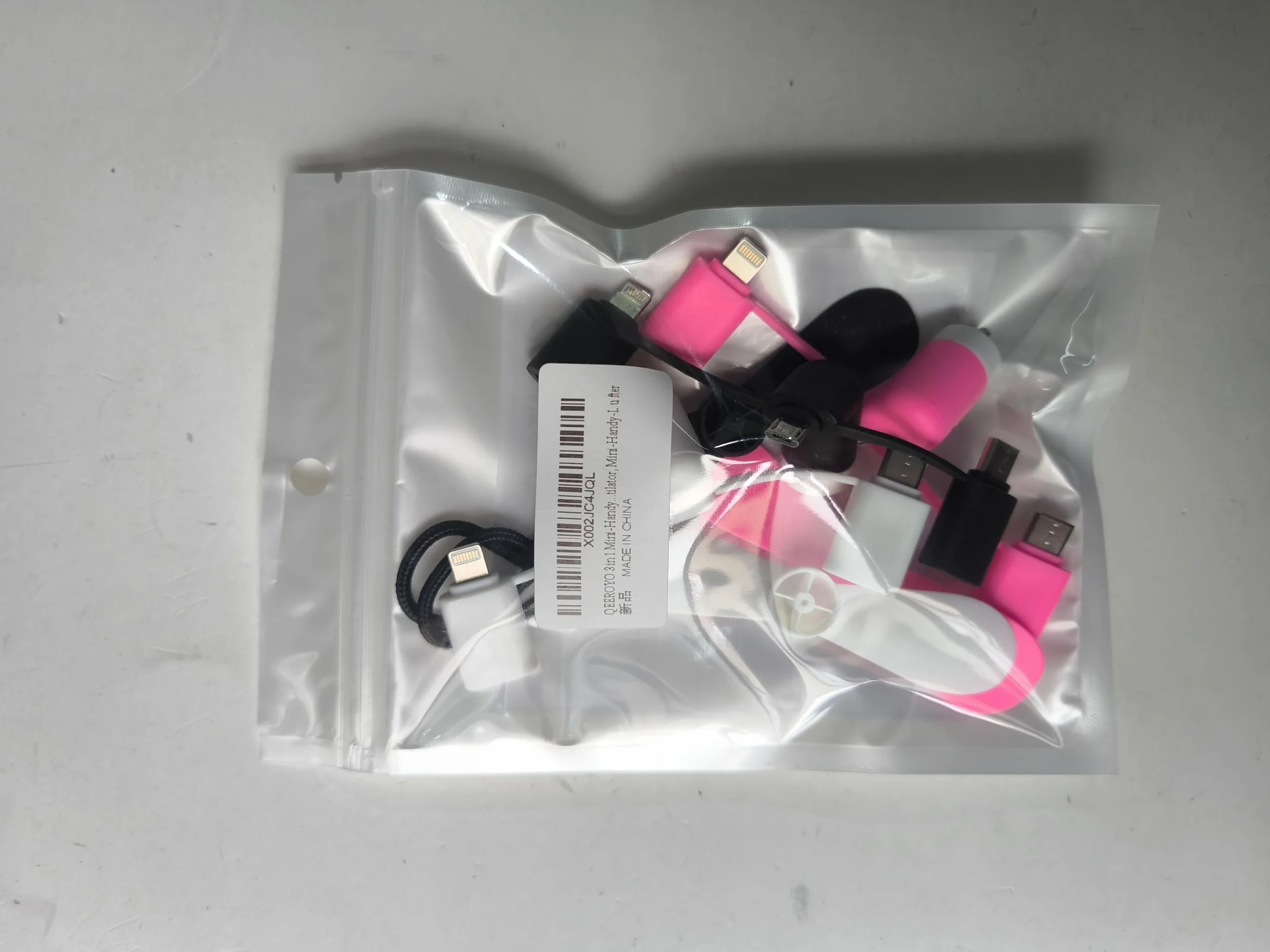 Wentylator do telefonu komórkowego, wentylator typu C, przenośny mini wentylator USB 3 w 1, do portu Lightning/USB typu C (czarny, biały, różowy)