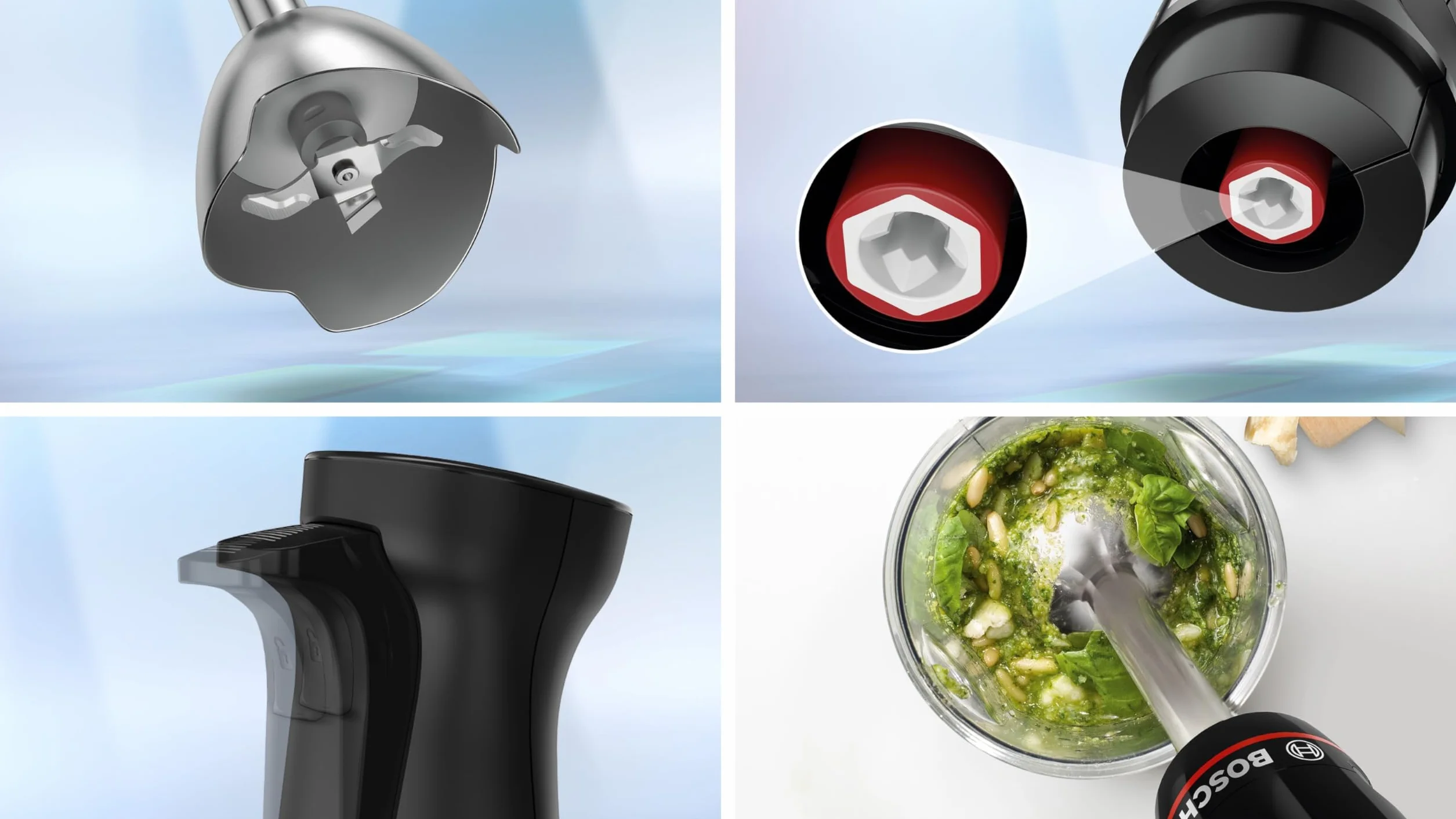 Bosch ErgoMaster seria 4 blender ręczny, 1000 W, blender ze stali nierdzewnej, rozdrabniacz, kubek do miksowania/pomiaru, czarny