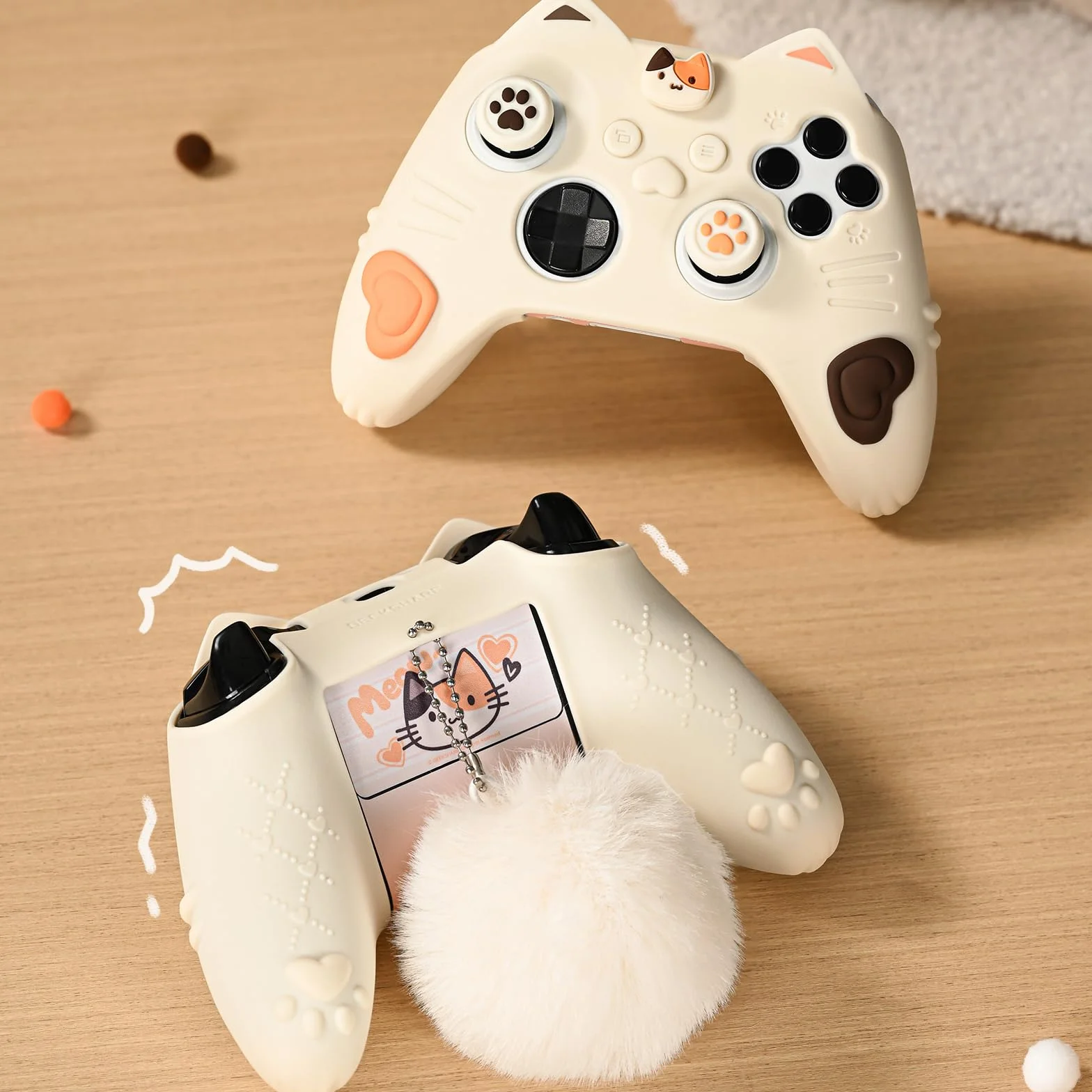 GeekShare Silikonowe etui ochronne do kontrolera Xbox Series X/S antypoślizgowe z 2 nakładkami joysticka Calico Cat