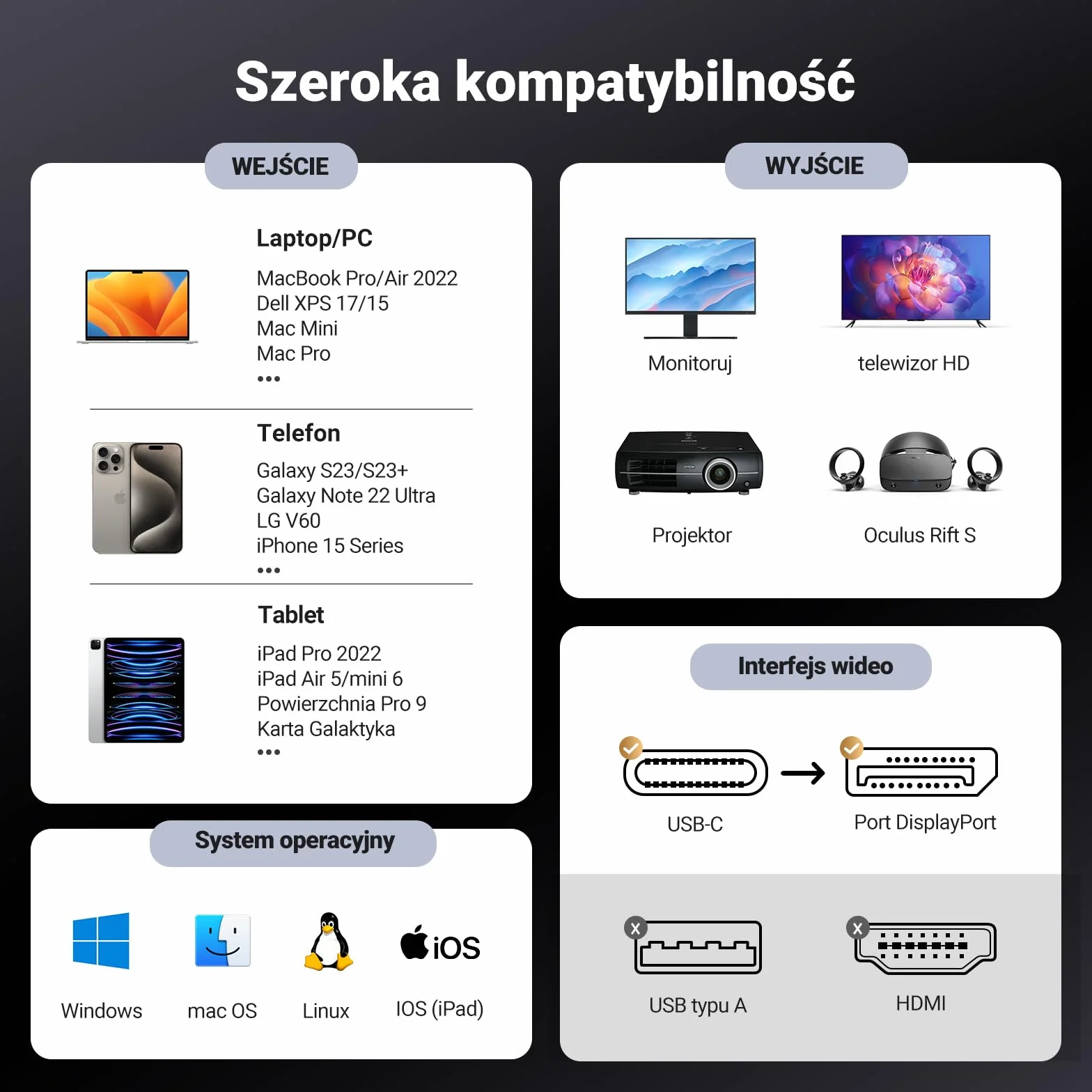 UGREEN Kabel USB C do DisplayPort 1.4 8K 60 Hz 30 Hz 4K 240 Hz 144 Hz HDR VRR Thunderbolt 4 3 DP1.4 Kabel kompatybilny z iPhone 15 MacBook Pro Air M1 M2 iPad Pro Air 5 Surface Pro 8 Galaxy S23 (1M)