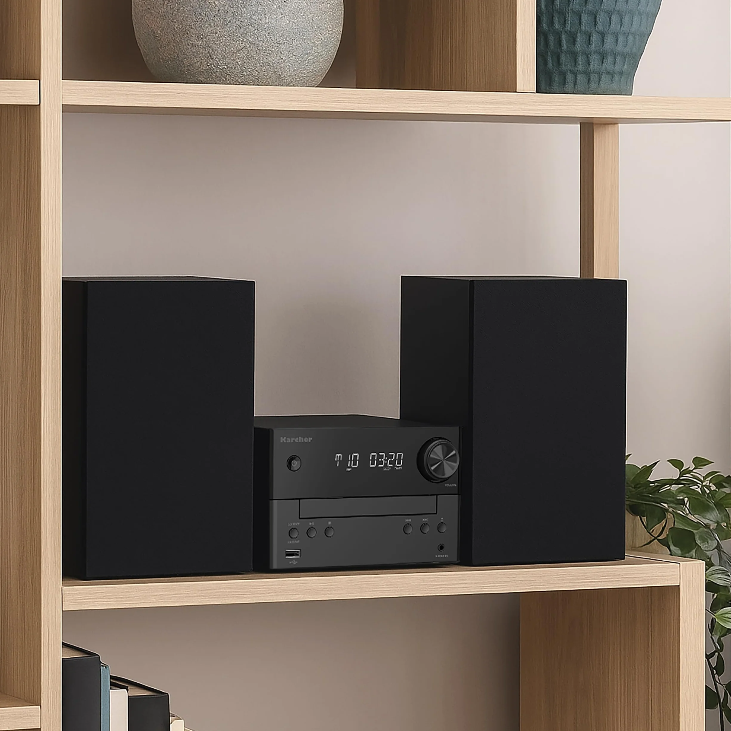 Karcher MC 6475D zestaw stereo kompaktowy z odtwarzaczem CD, radiem DAB+/FM, Bluetooth 5.4, odtwarzanie MP3 przez USB/AUX, centrum muzyczne z 20 W RMS, budzik i pilot zdalnego sterowania
