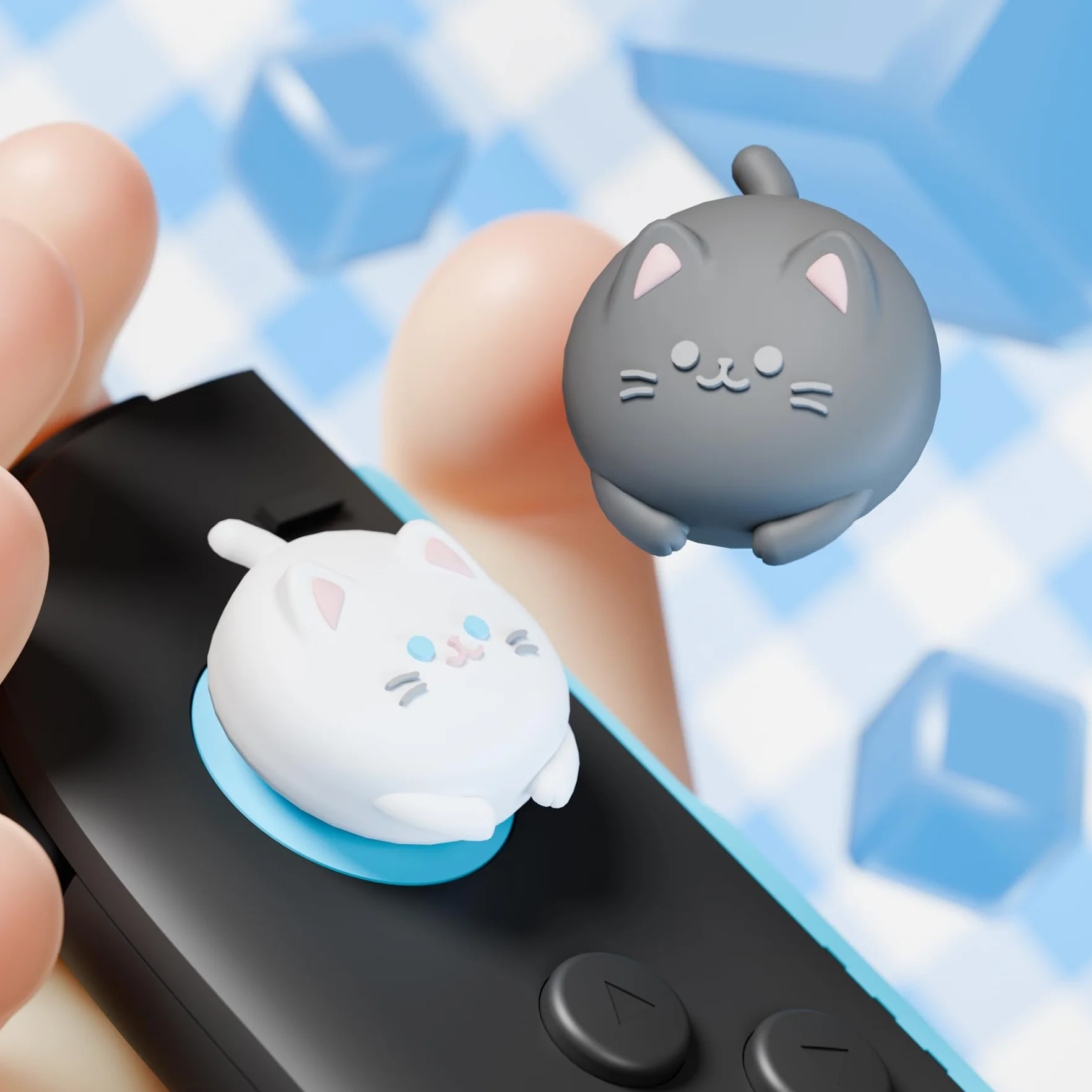 PlayVital Nakrętki na kciuki do Nintendo Switch 2 2025, silikonowe nakładki na kciuki Kawaii do Joycon 2, wygodne akcesoria do joysticka (uroczy kotek)