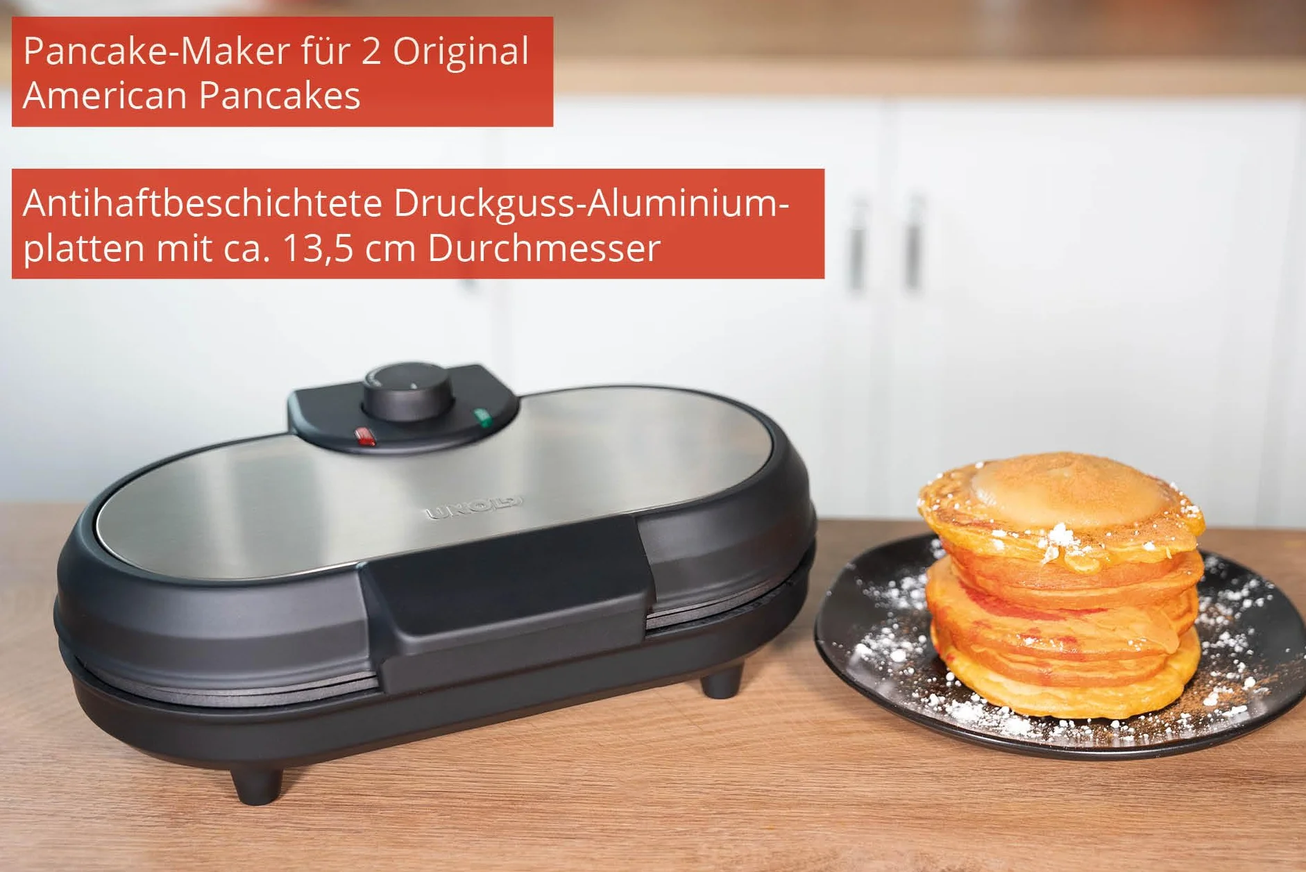 UNOLD 48165 podwójna maszyna do robienia pancake, czarna, stal nierdzewna, tworzywo sztuczne, 1 Load, Black