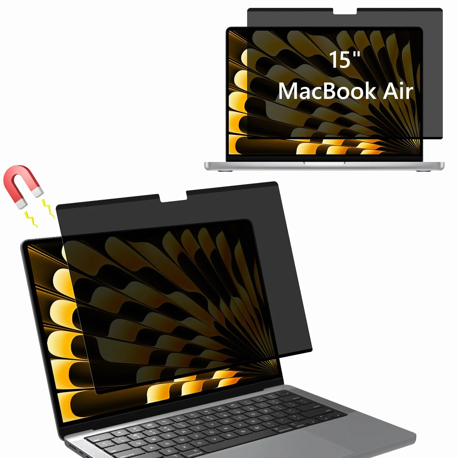 Magnetyczny filtr prywatyzujący do MacBook Air 15 cali M4/M3/M2 (2025/2024/2023), ochrona przed oślepieniem, filtr niebieskiego światła, ochrona prywatności, folia maskująca Mac 15,3"