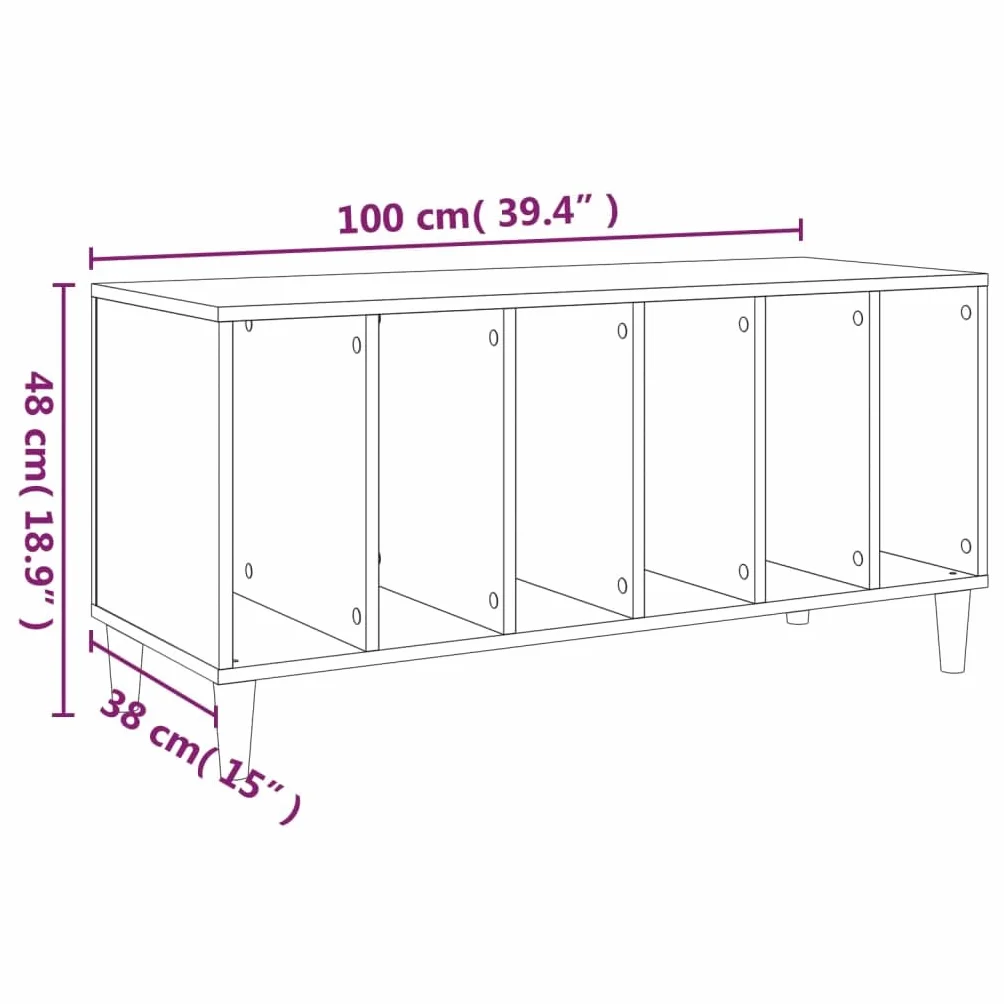 vidaXL Szafka na płyty, czarna, 100x38x48 cm, materiał drewnopochodny, szafka na płyty winylowe, szafka, szafka boczna, mebel na płyty winylowe