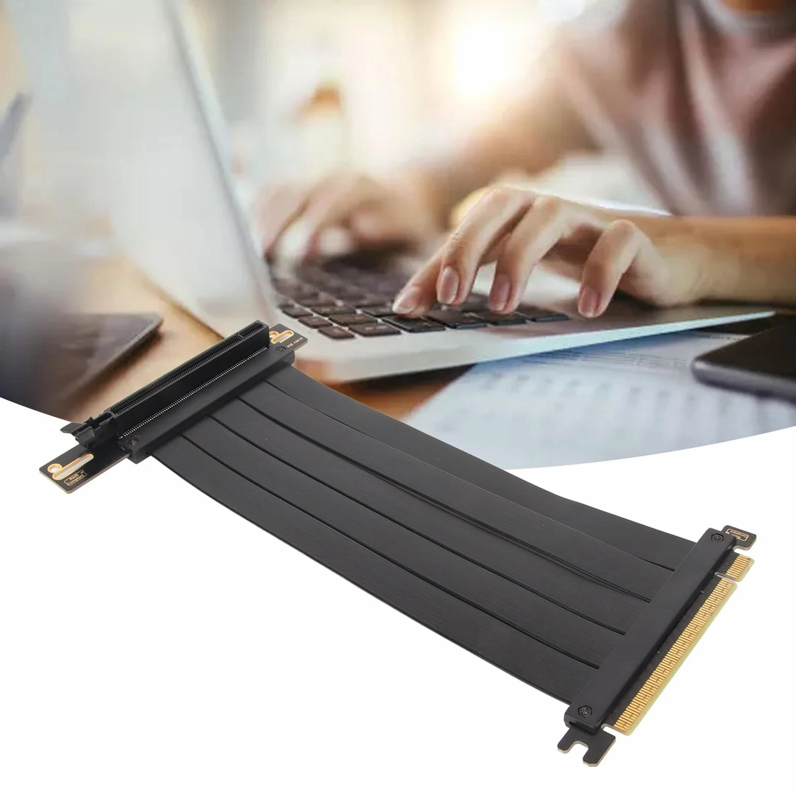 Kabel Riser PCIE 4.0, do RTX 4090 RX 7000 Czarny, 16x Ekranowany, Szybki, Elastyczny Kabel Riser GPU 90 Stopni, z Portem PCI Express (-2612230164016)