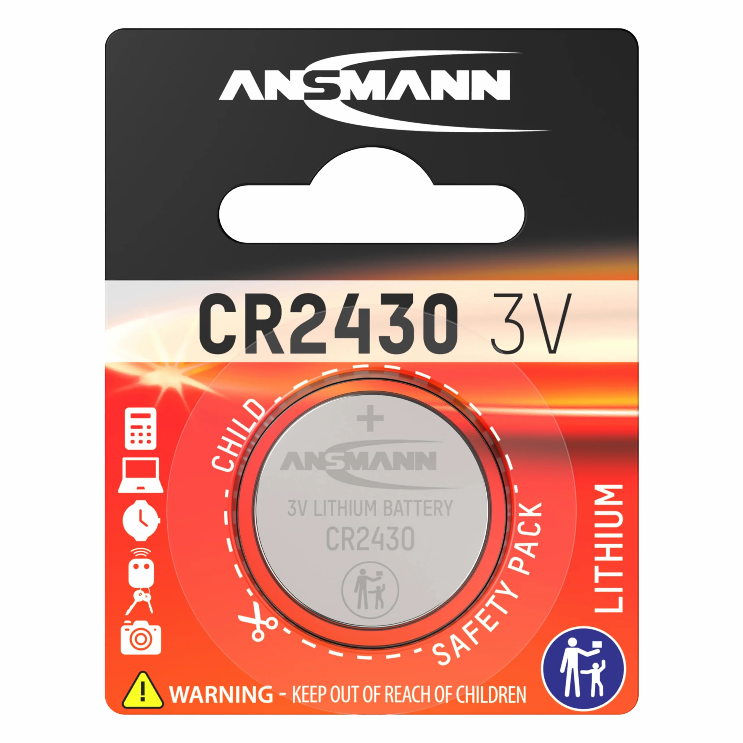 Ansmann CR2430 moneta bateria [1 sztuka] litowa 3 V ogniwo guzikowe idealne do kamer, kalkulatorów, zegarków, mini latarek, kalkulatorów, pilotów i alarmów samochodowych