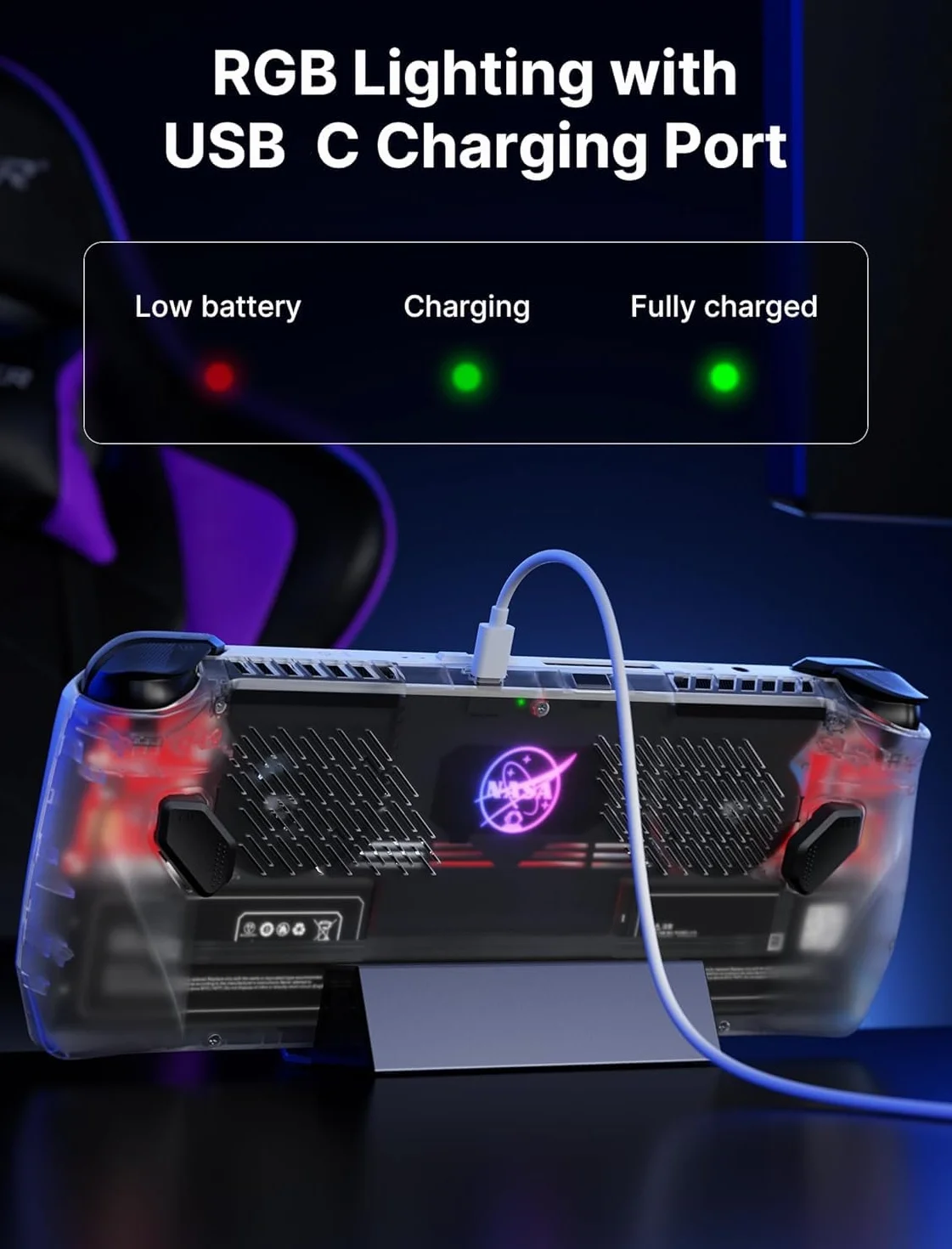 JSAUX Przezroczysta Płyta Tylna RGB dla ROG Ally, Akcesoria do Obudowy ROG Ally DIY Clear Edition, Wymienna Obudowa Kompatybilna z ASUS ROG Ally - PC0110