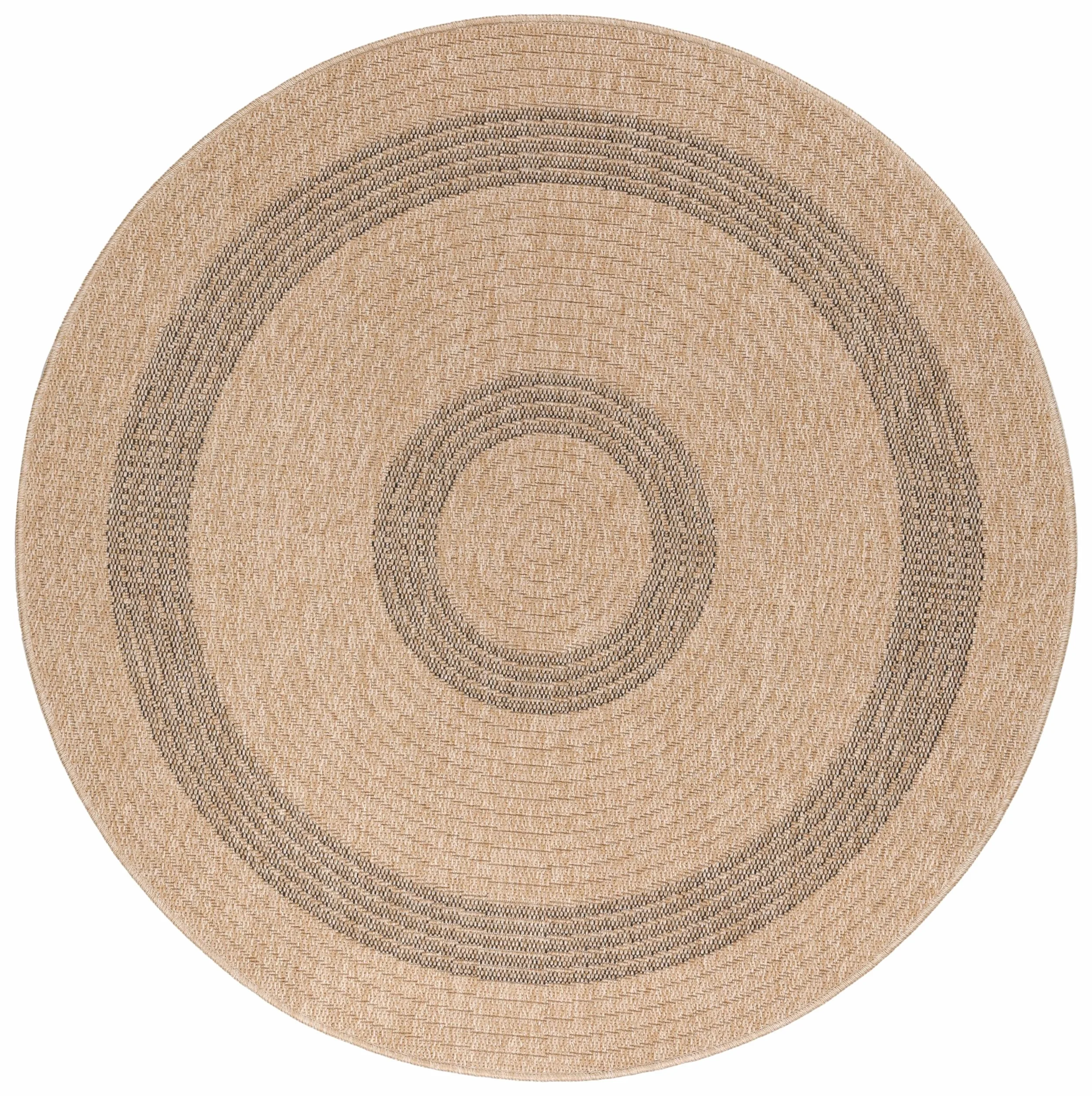HomebyHome Dywan Okrągły 120 cm Czarny Sizalowo-Jutowy Wodoodporny