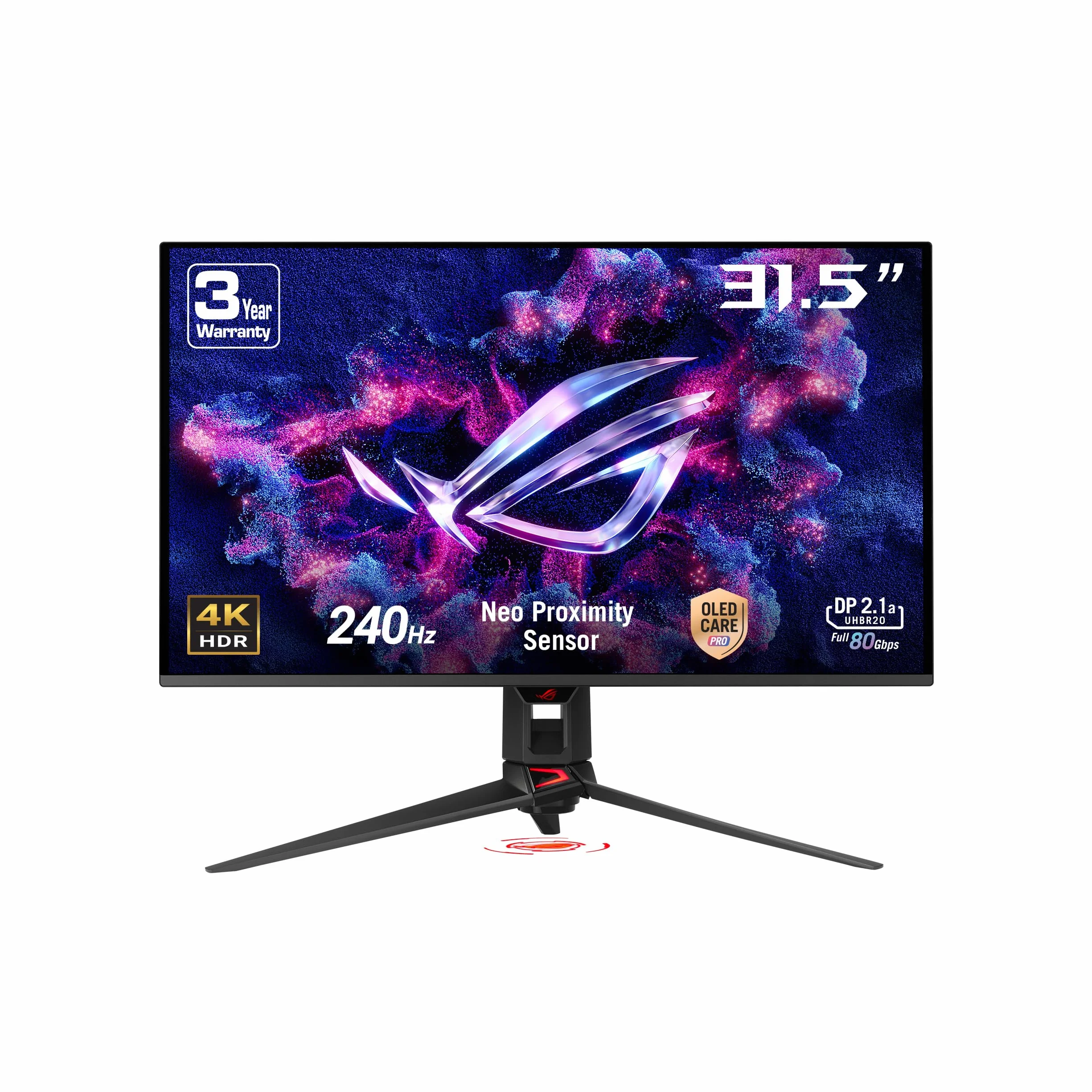 ASUS ROG Swift OLED PG32UCDMR, monitor do gier 31,5", 4K QD-OLED (3840 x 2160), 0,03 ms (GTG), 240 Hz, kompatybilny z G-SYNC, portami USB-C i USA-A, DisplayPort, HDMI, DisplayWidget Center, czarny