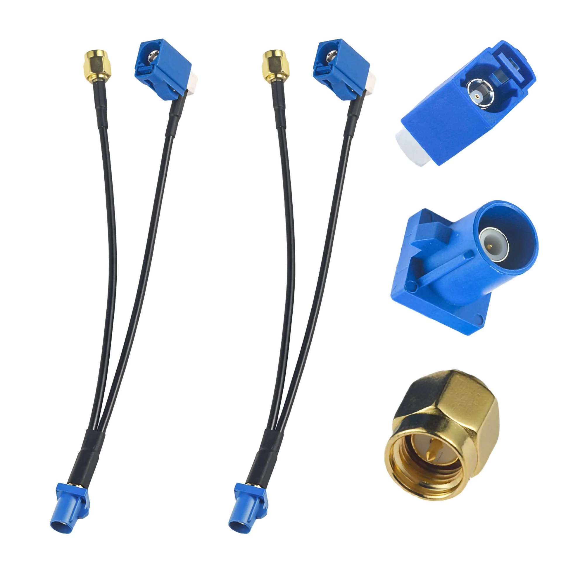 TUOLNK 6-calowy Fakra C męski na SMA męski i Fakra C żeński przedłużacz koncentryczny Kabel koncentryczny RF Splitter Kabel RG174 Pigtail w kształcie litery V Opakowanie 2 szt.