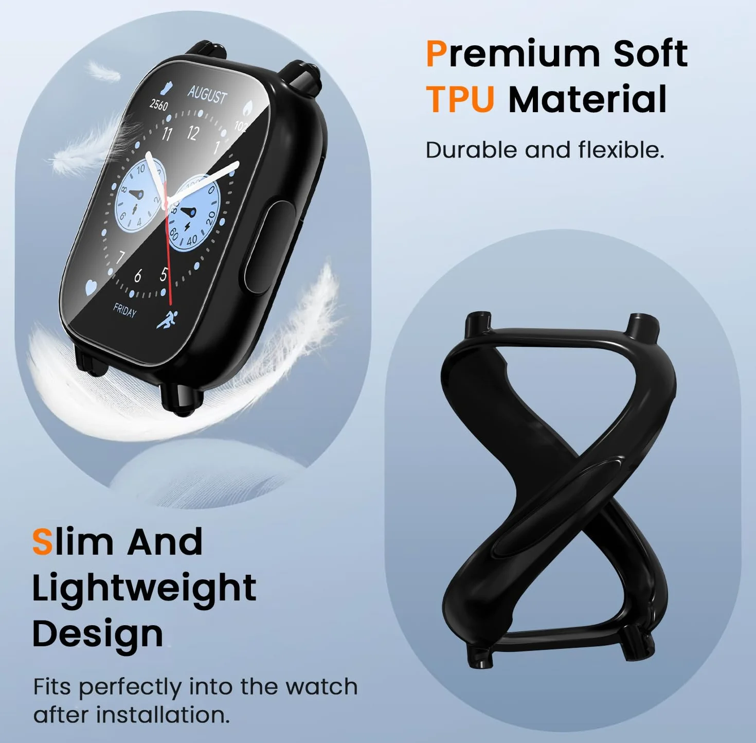 ivoler 3 szt. Obudowa z Folią Ochronną dla Xiaomi Redmi Watch 5 Lite (nie dla Redmi Watch 5) – pełne pokrycie, ultracienka miękka TPU, czarna