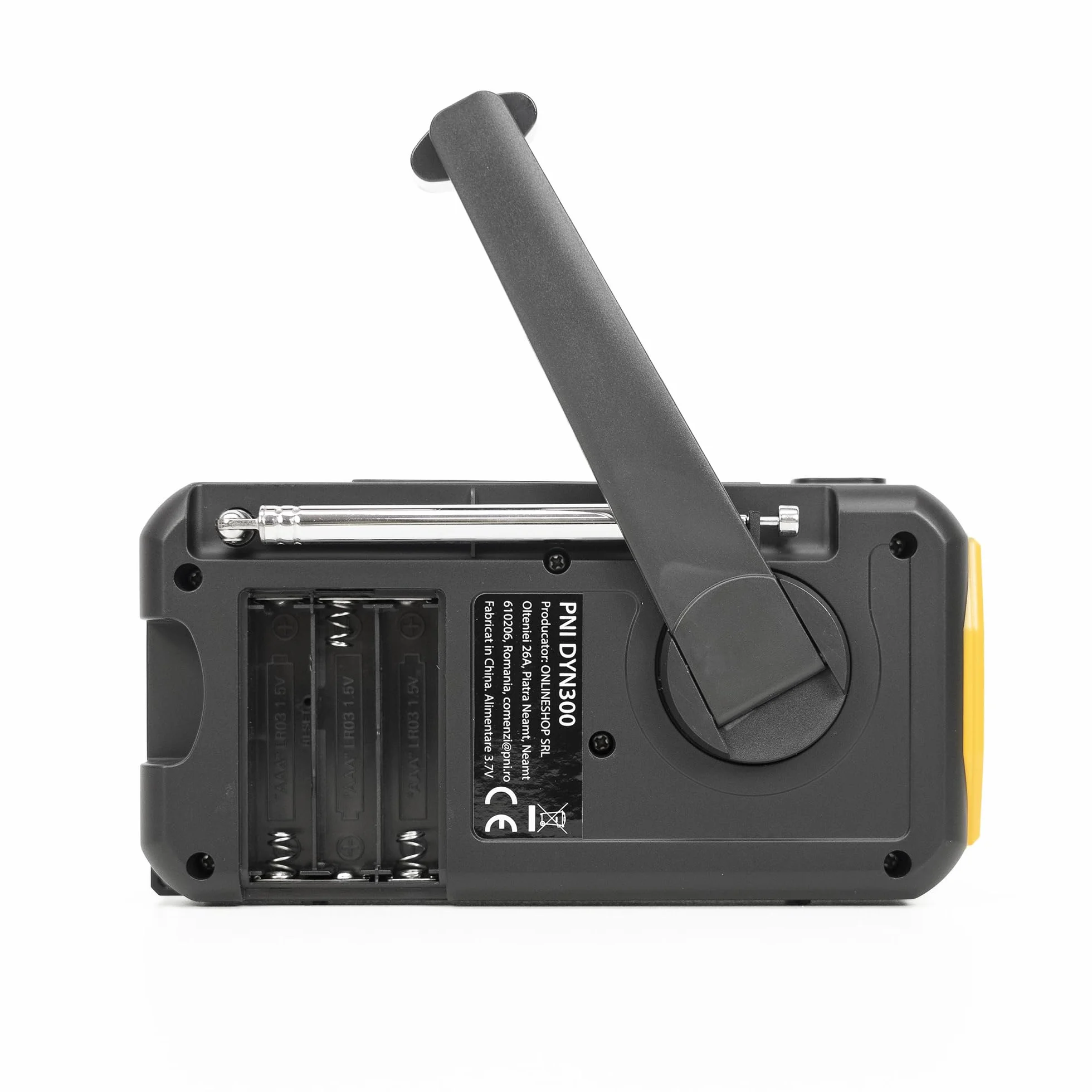 PNI DYN300 przenośne radio z dynamo, ładowanie słoneczne, latarka, power bank 4000 mAh, SOS, IPX3, pomarańczowe